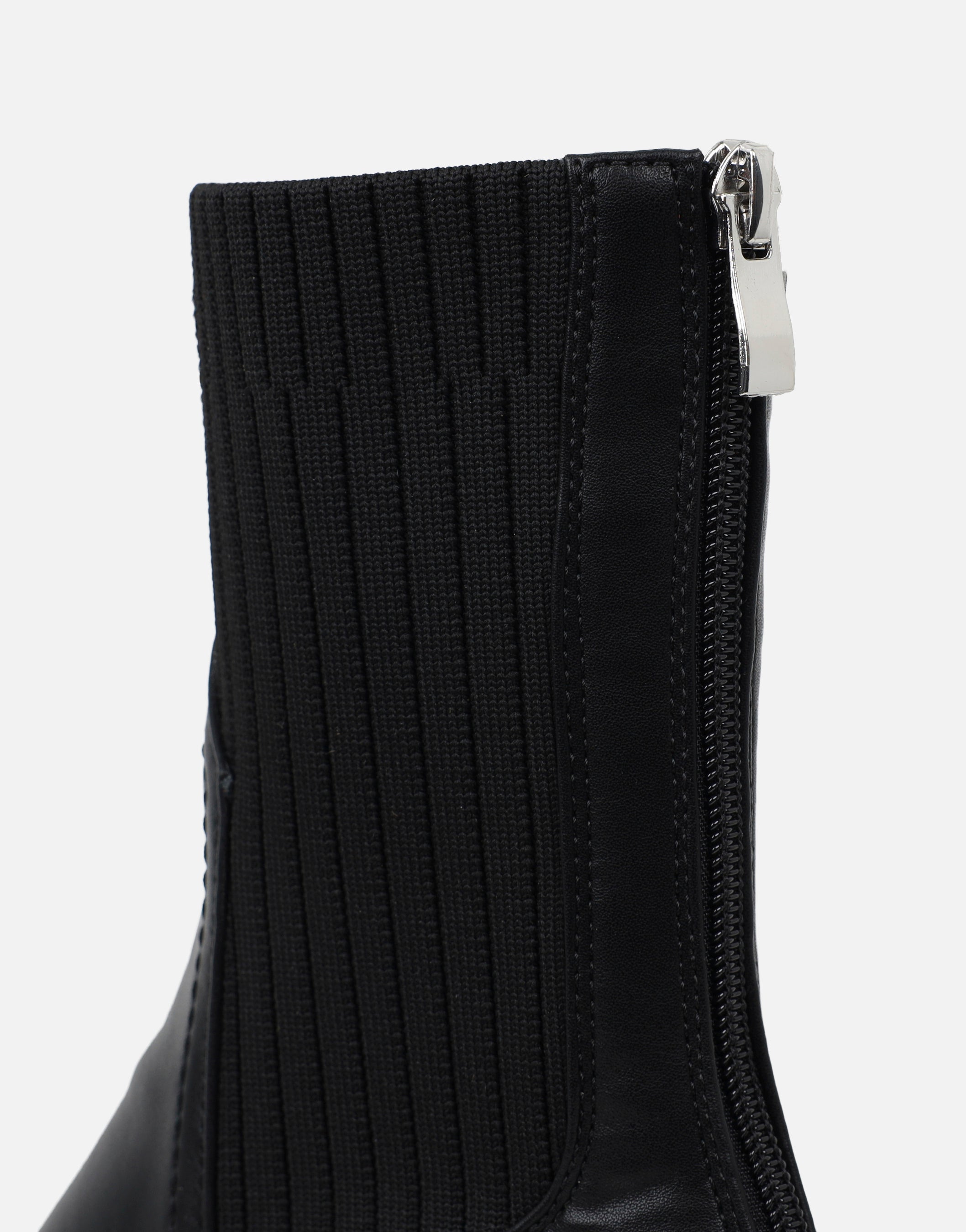 Malakai Black Knit Chunky Ankle Boots | SIMMI London
