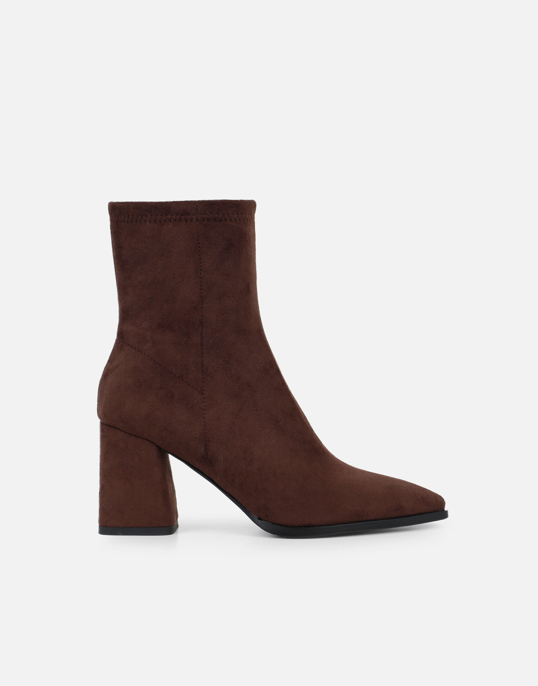 Bark Brown Suedette Block Heeled Ankle Boots | SIMMI London