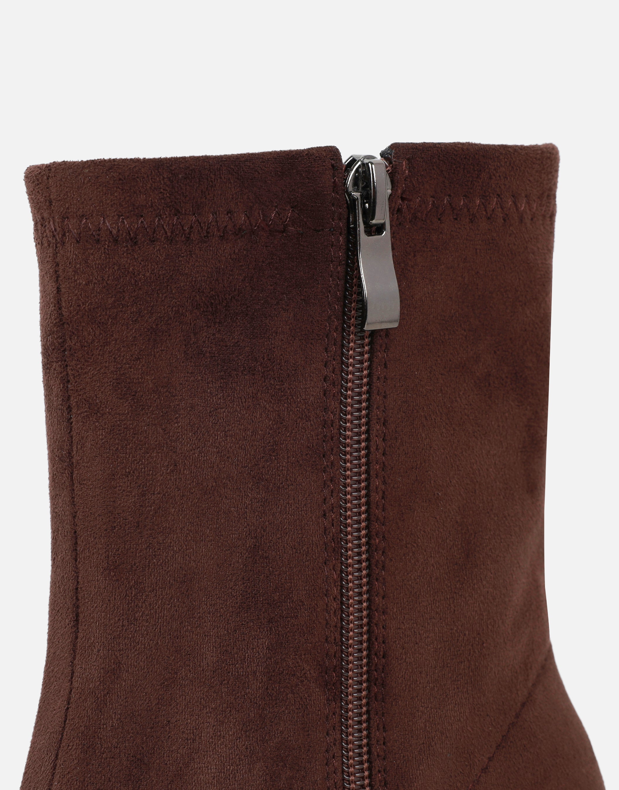 Bark Brown Suedette Block Heeled Ankle Boots | SIMMI London