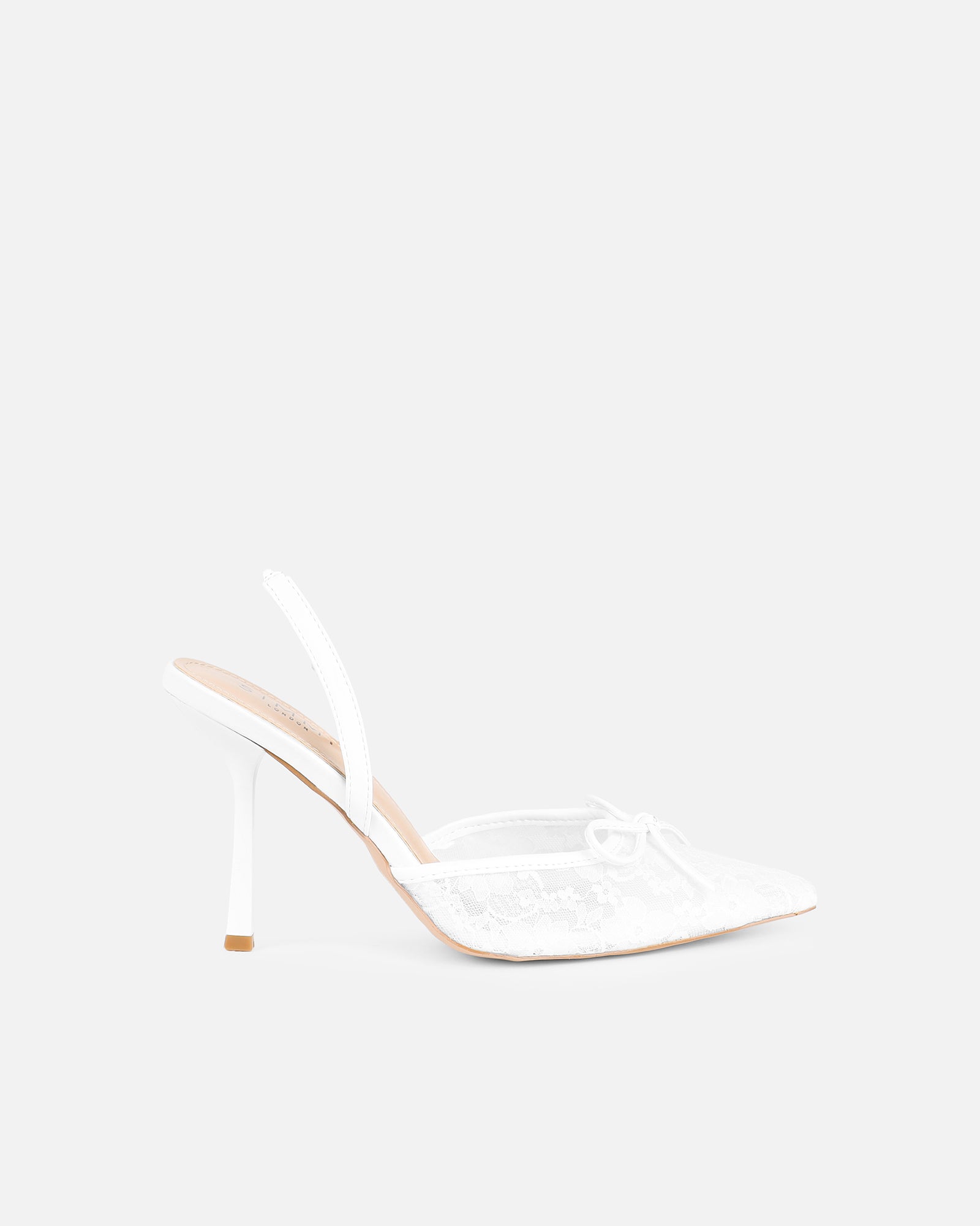 Bebee White Lace Bow Heeled Sandals | SIMMI London