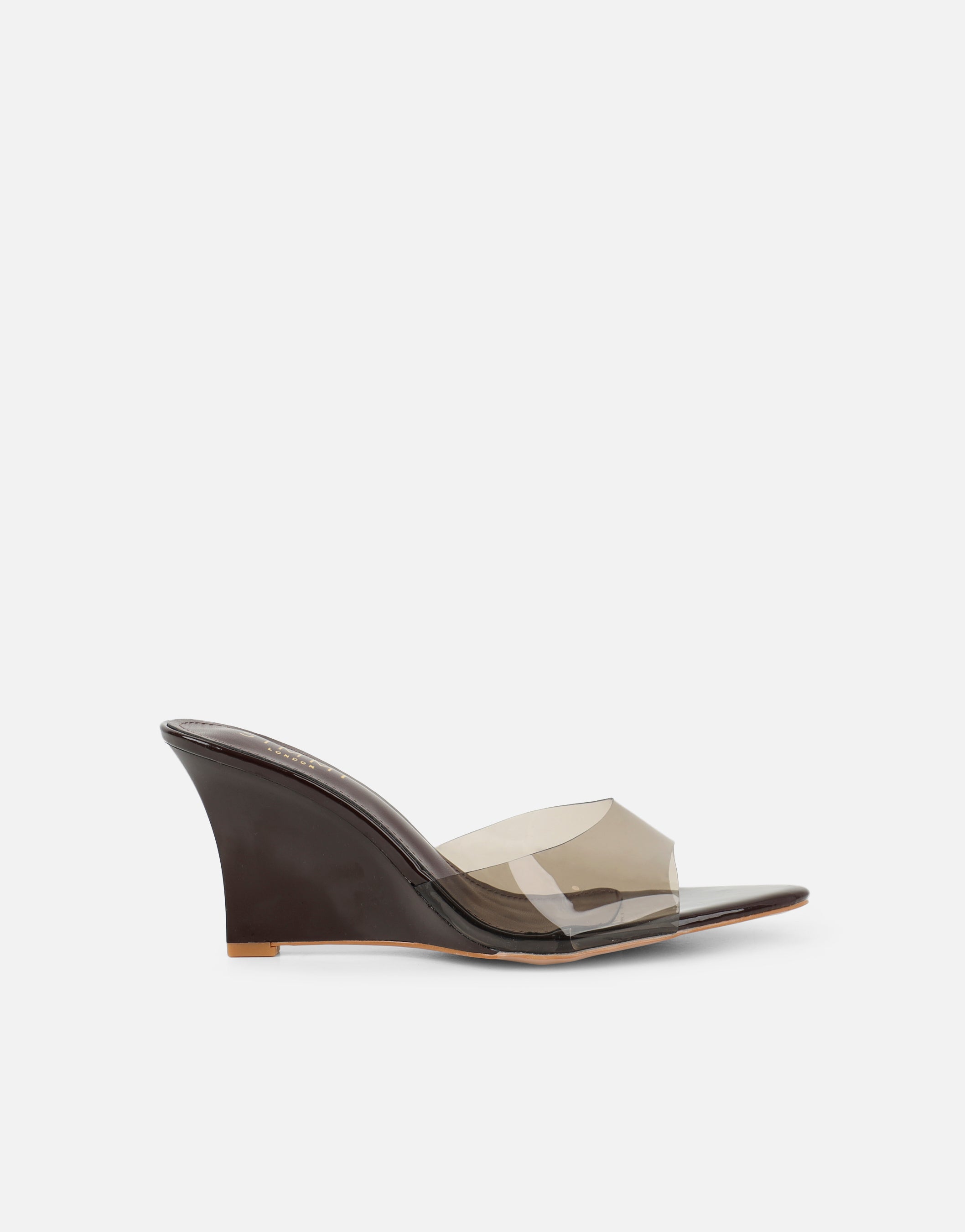 Belize Brown Patent Mule Wedges | SIMMI London