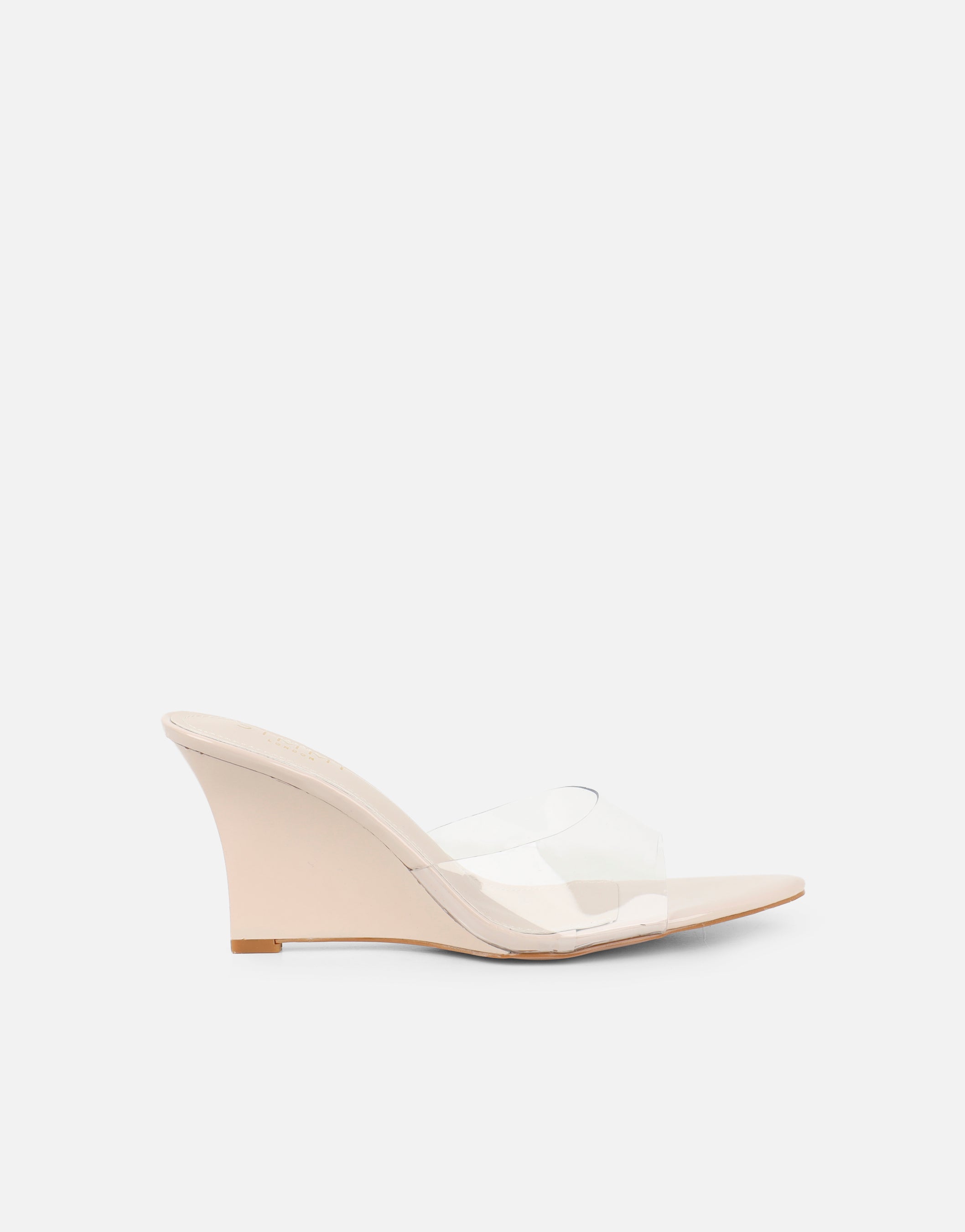 Belize Stone Patent Mule Wedges | SIMMI London