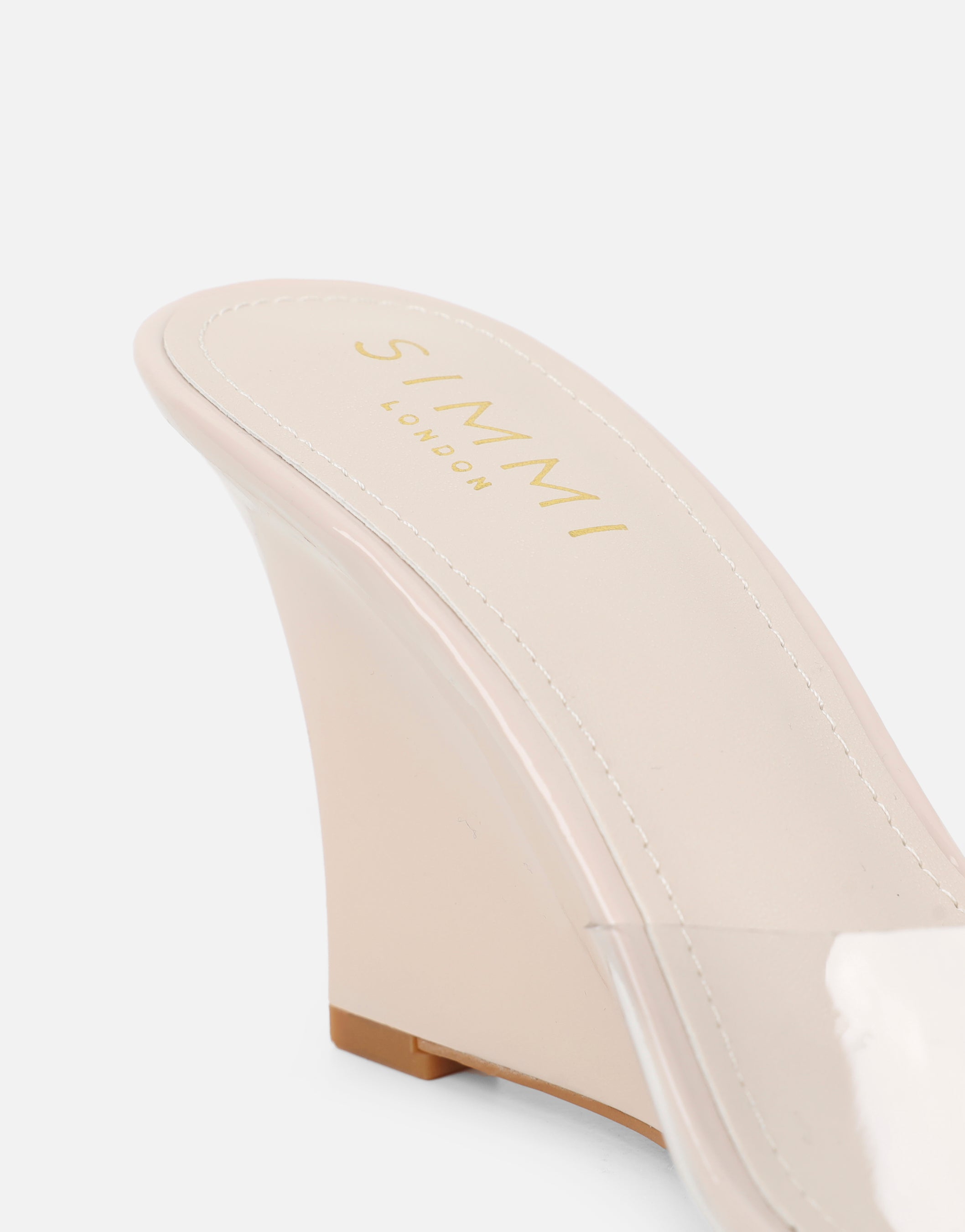 Belize Stone Patent Mule Wedges | SIMMI London