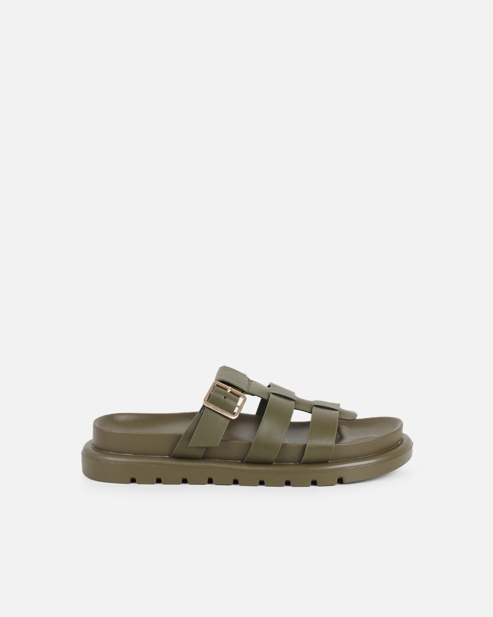Berri Khaki Chunky Footbed Sliders | SIMMI London