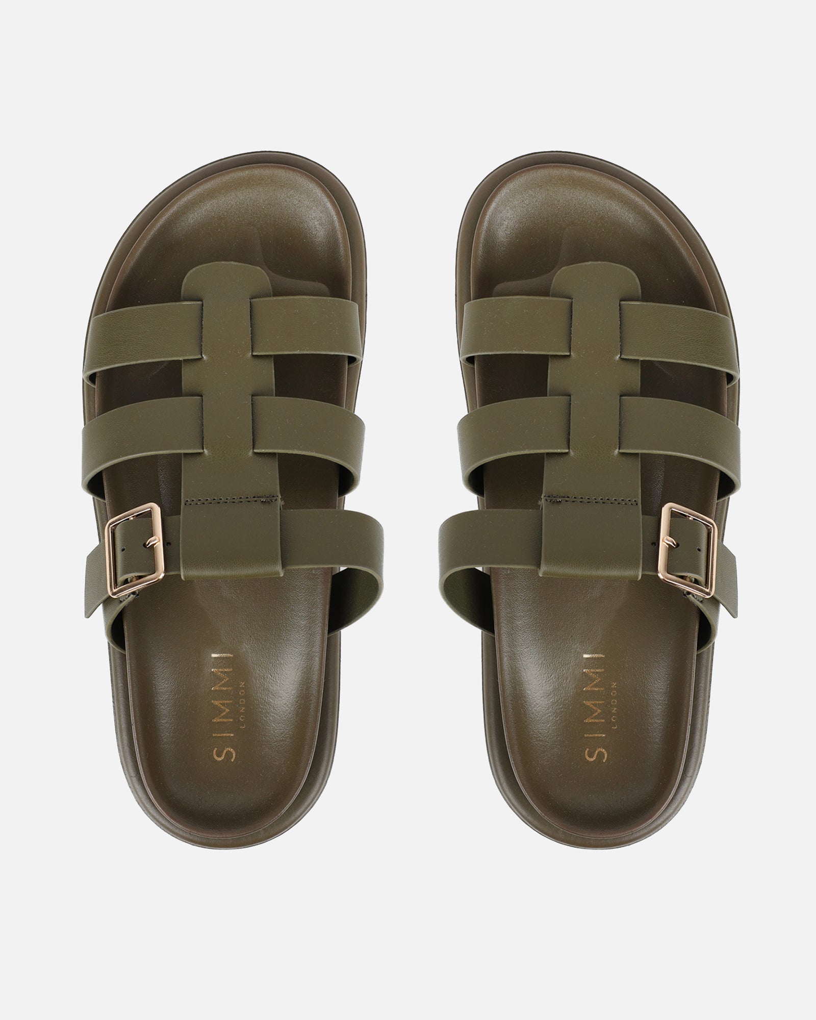Berri Khaki Chunky Footbed Sliders | SIMMI London