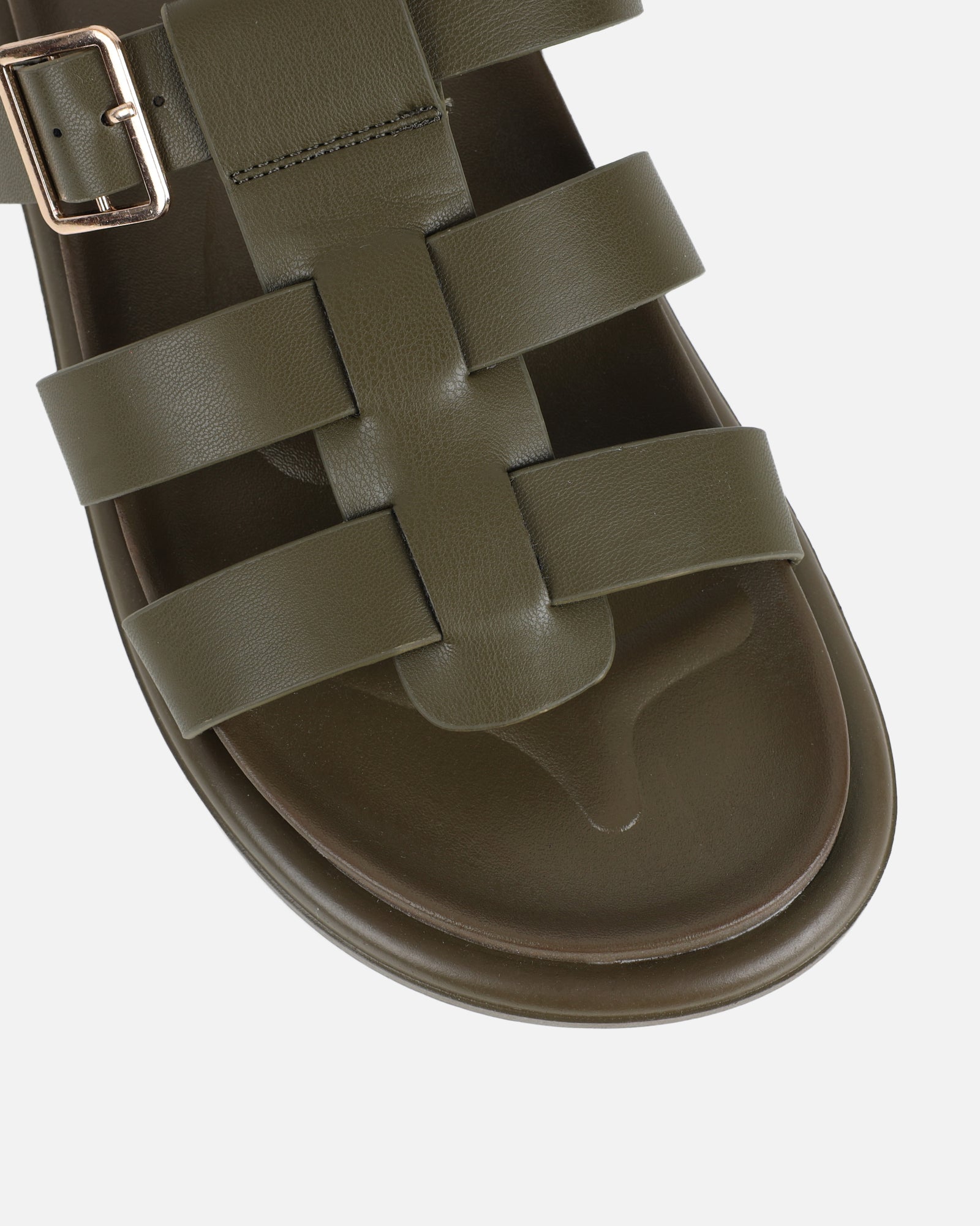 Berri Khaki Chunky Footbed Sliders | SIMMI London