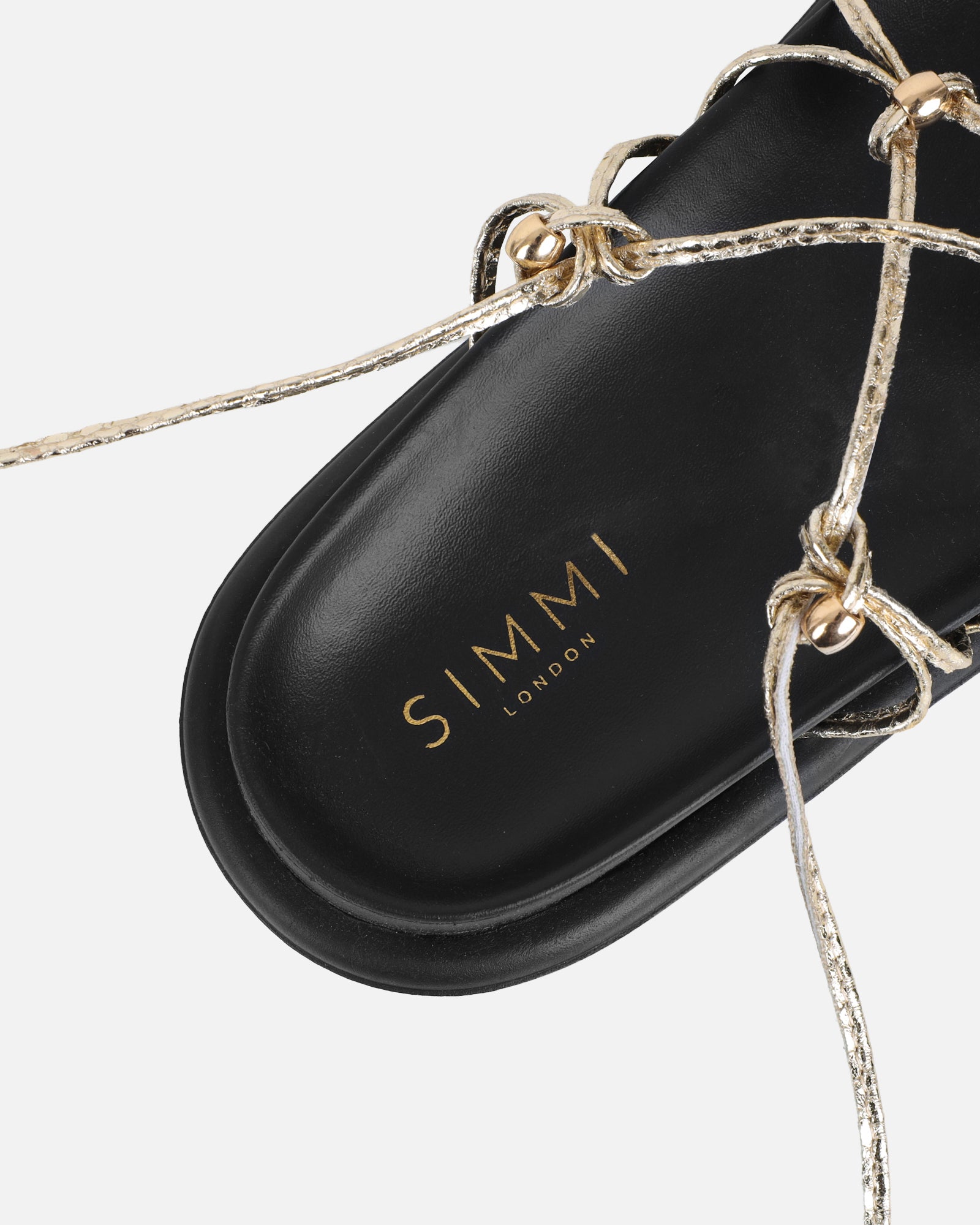 Billie Gold Rope Tie Up Sandals | SIMMI London