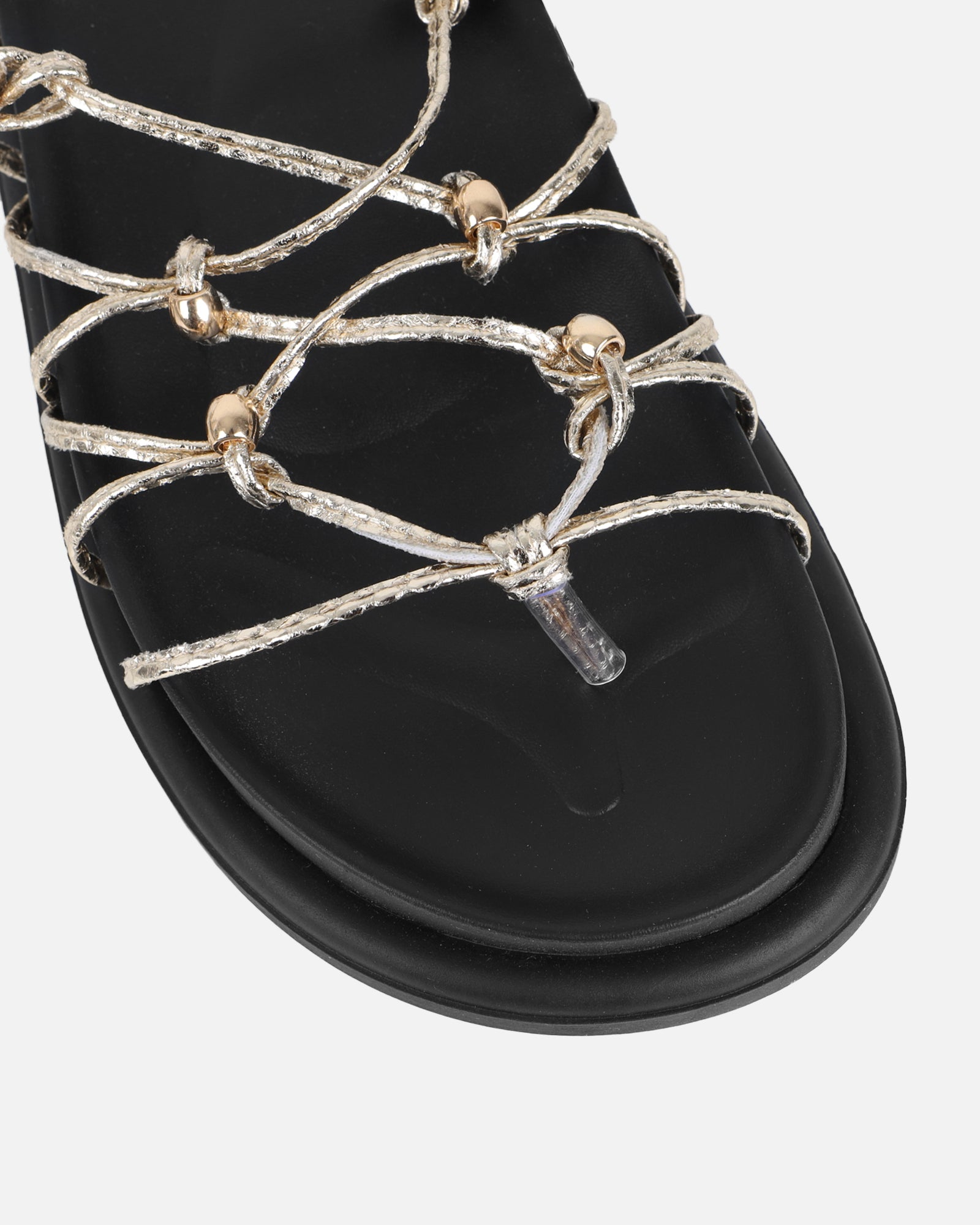 Billie Gold Rope Tie Up Sandals | SIMMI London