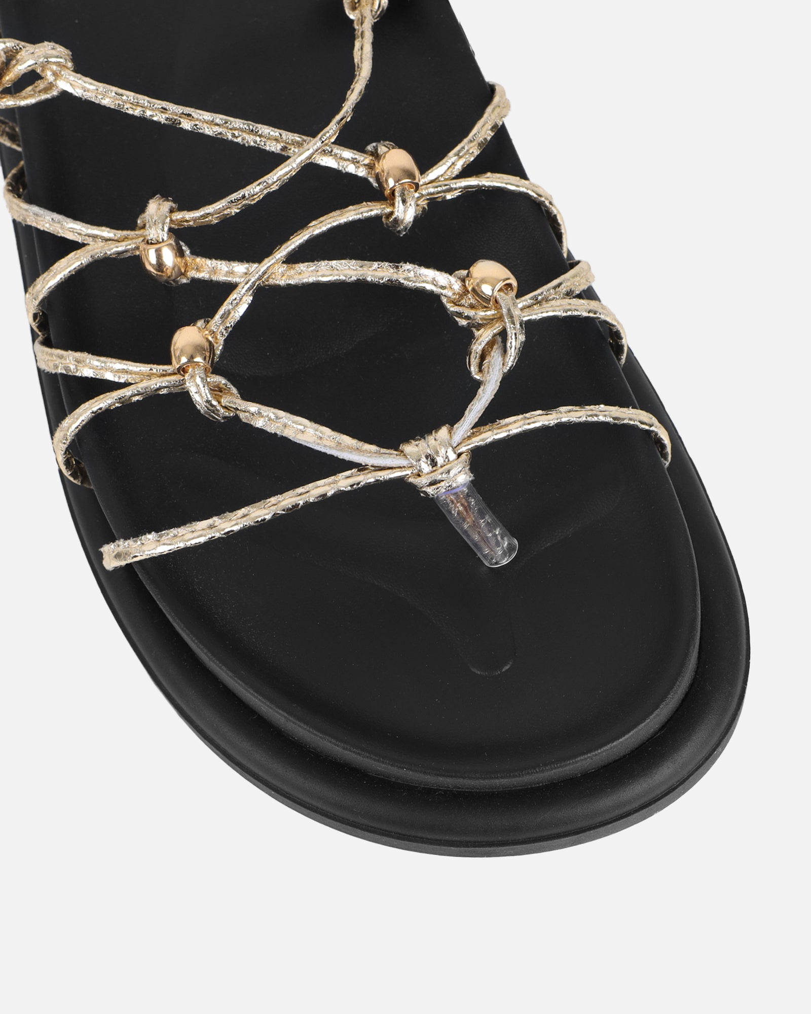 Billie Gold Rope Tie Up Sandals | SIMMI London