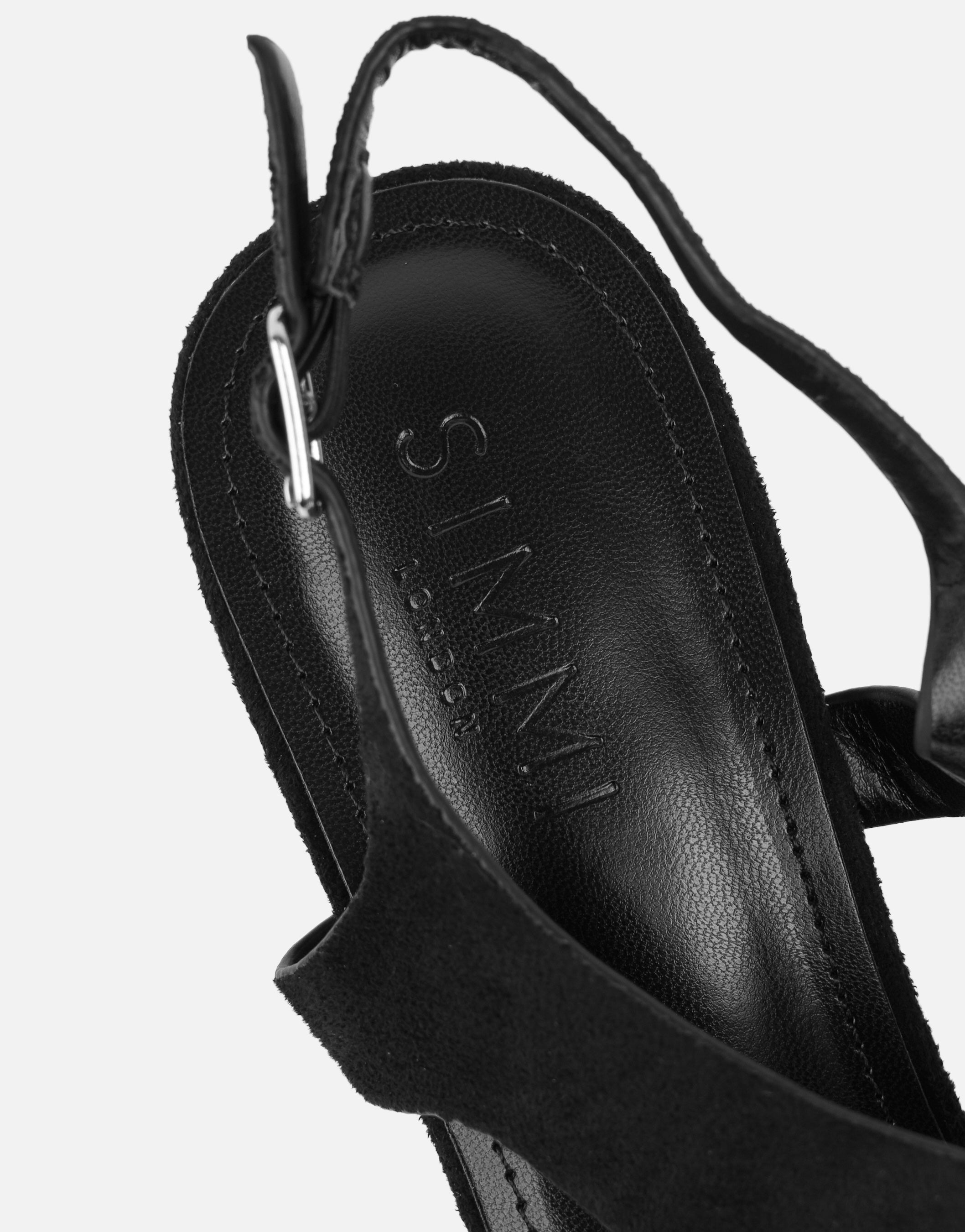 Minnie Black Suede Heeled Sandals | SIMMI London