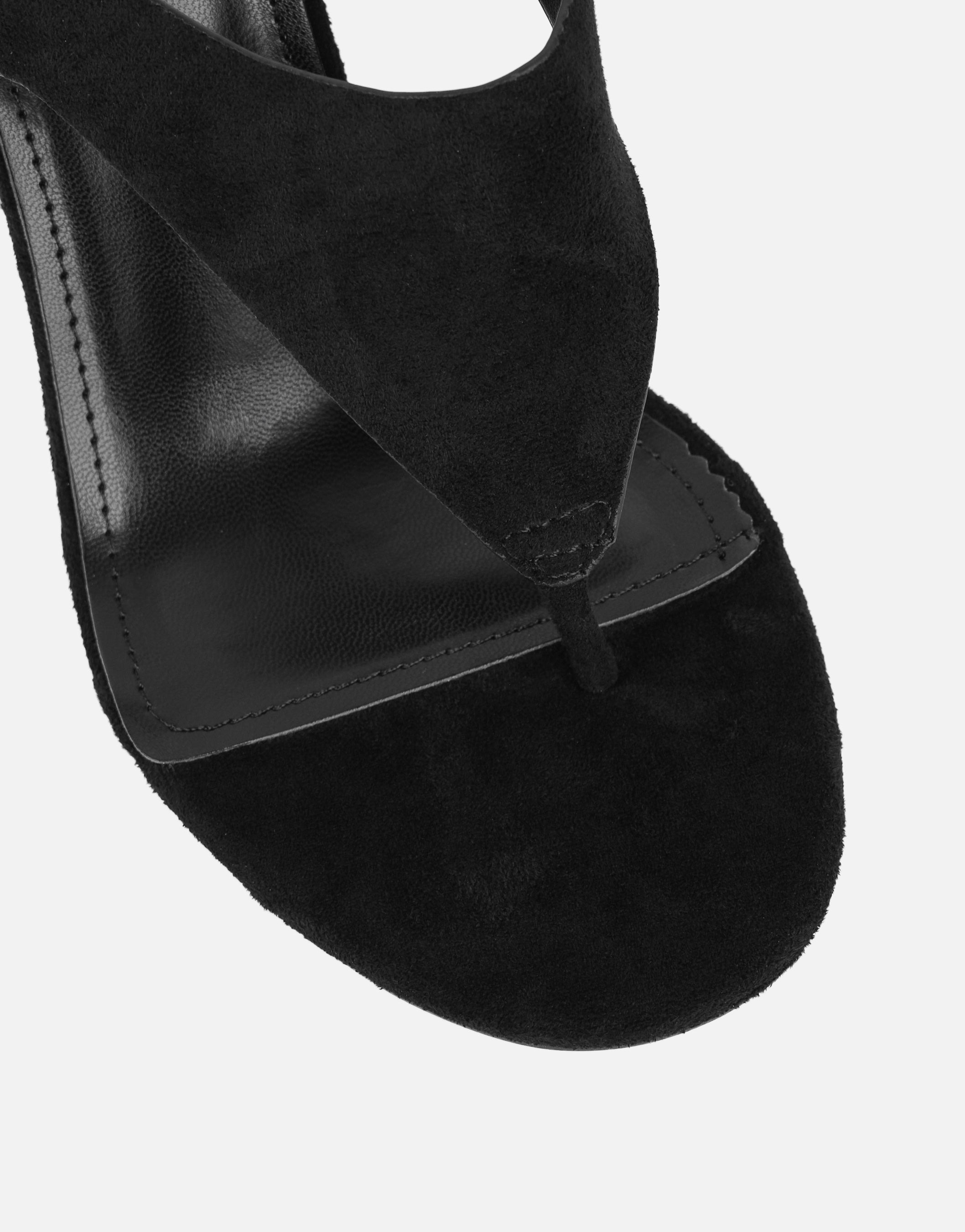 Minnie Black Suede Heeled Sandals | SIMMI London