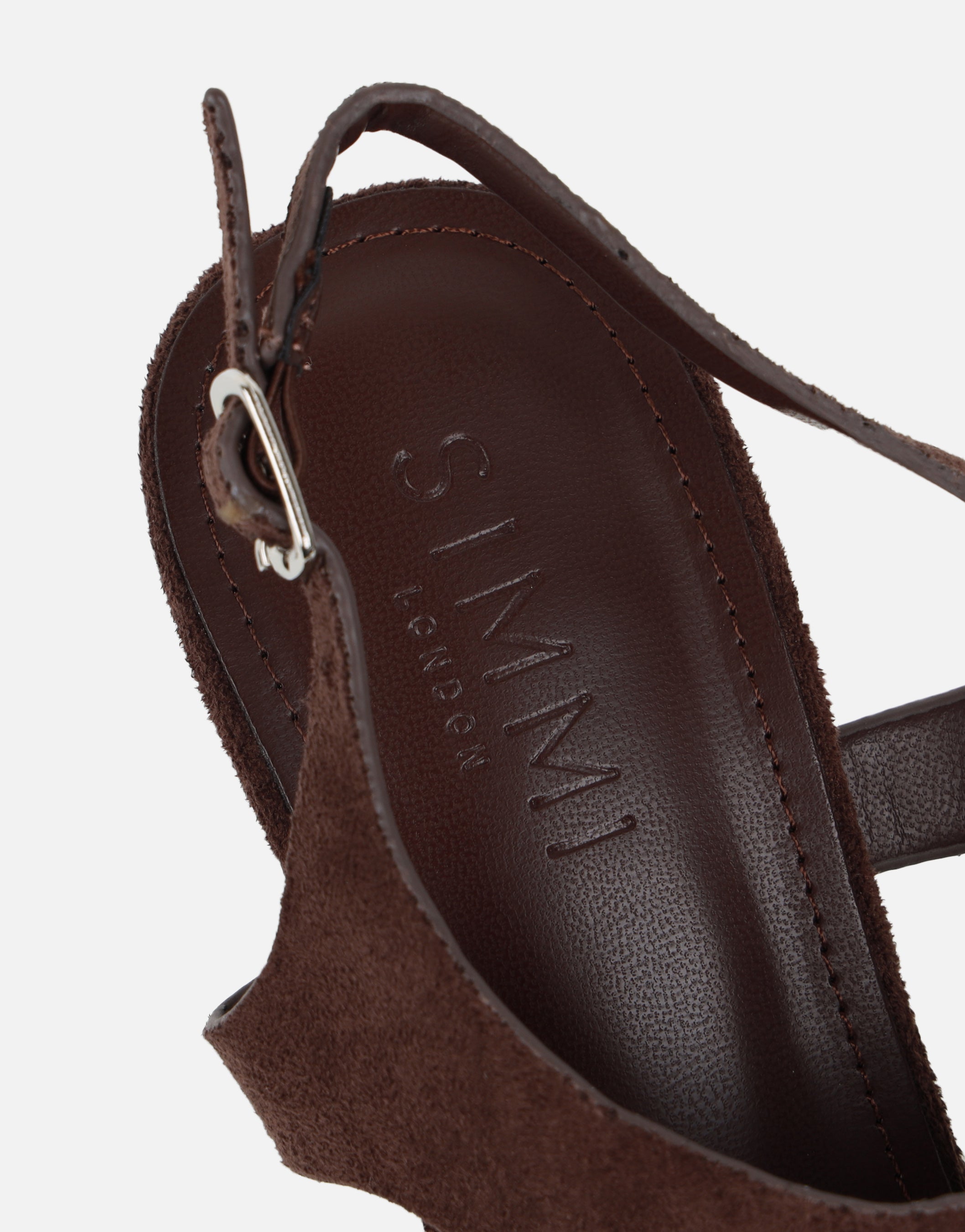 Minnie Brown Suede Heeled Sandals | SIMMI London