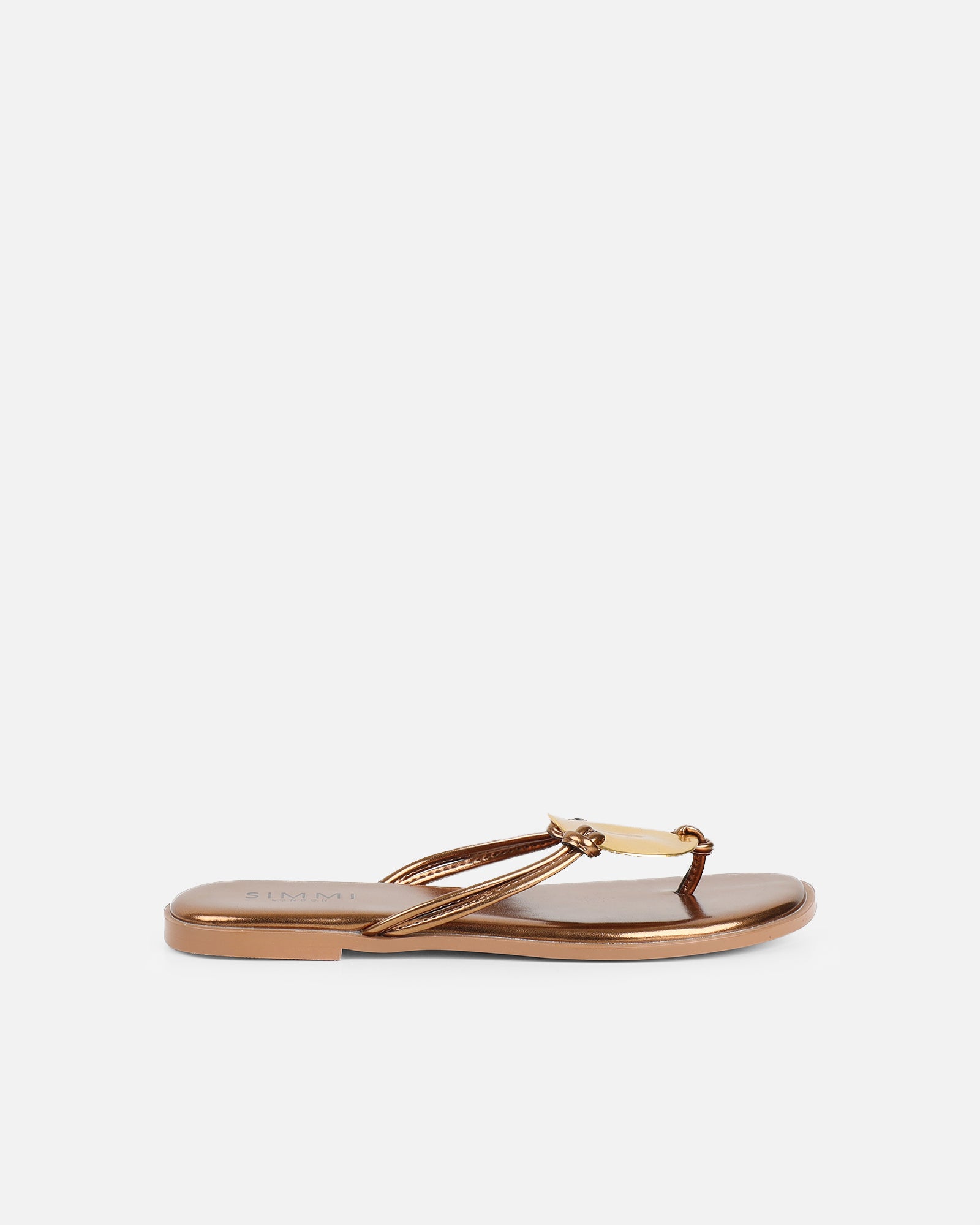 Bowe Bronze Gold Detail Toe Thong Sliders | SIMMI London