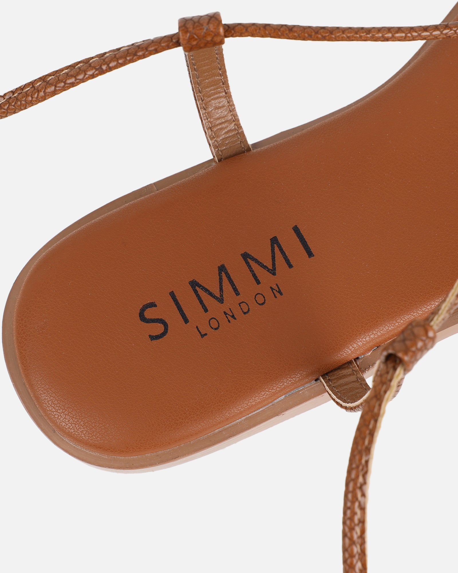 Bari Tan Tie Up Gold Detail Sandals | SIMMI London