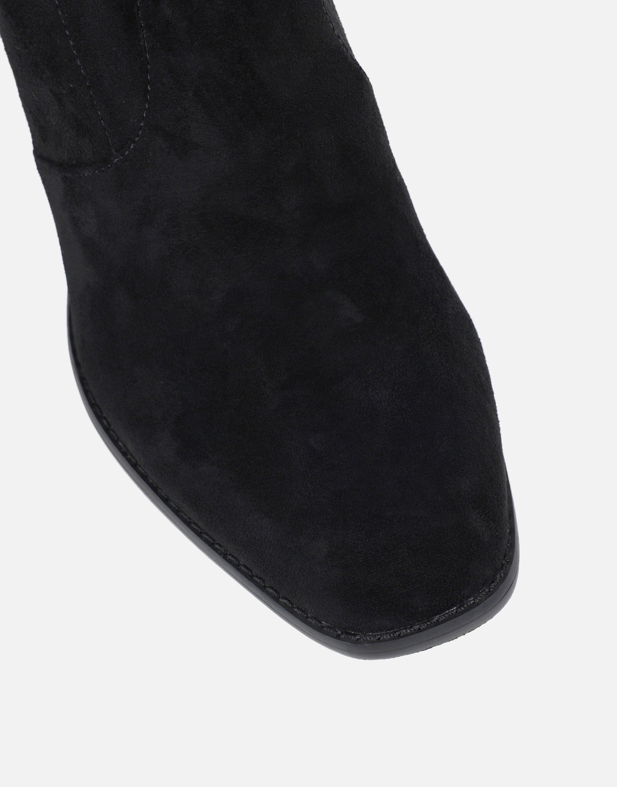 Beatrix Black Suedette Knee High Block Heeled Boots | SIMMI London