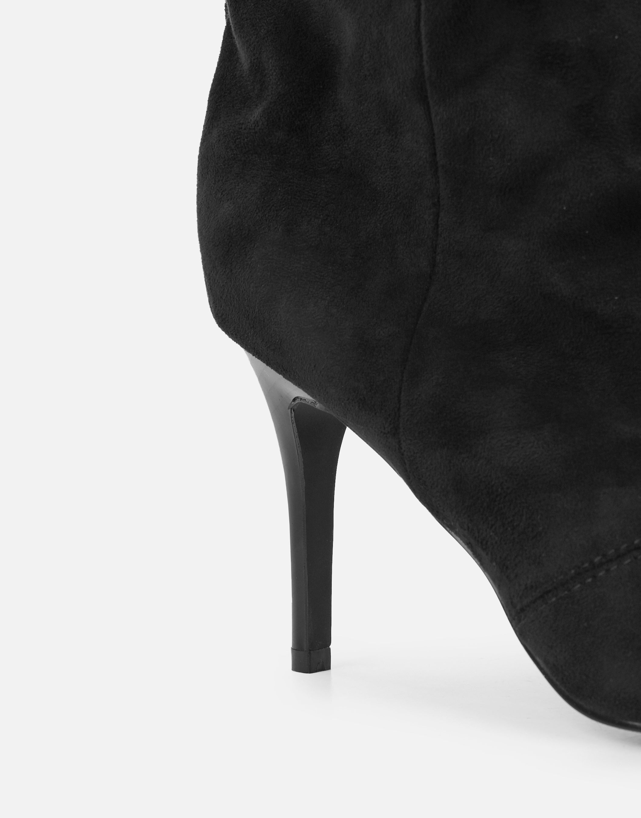 Reece Black Suedette Ruched Boots | SIMMI London