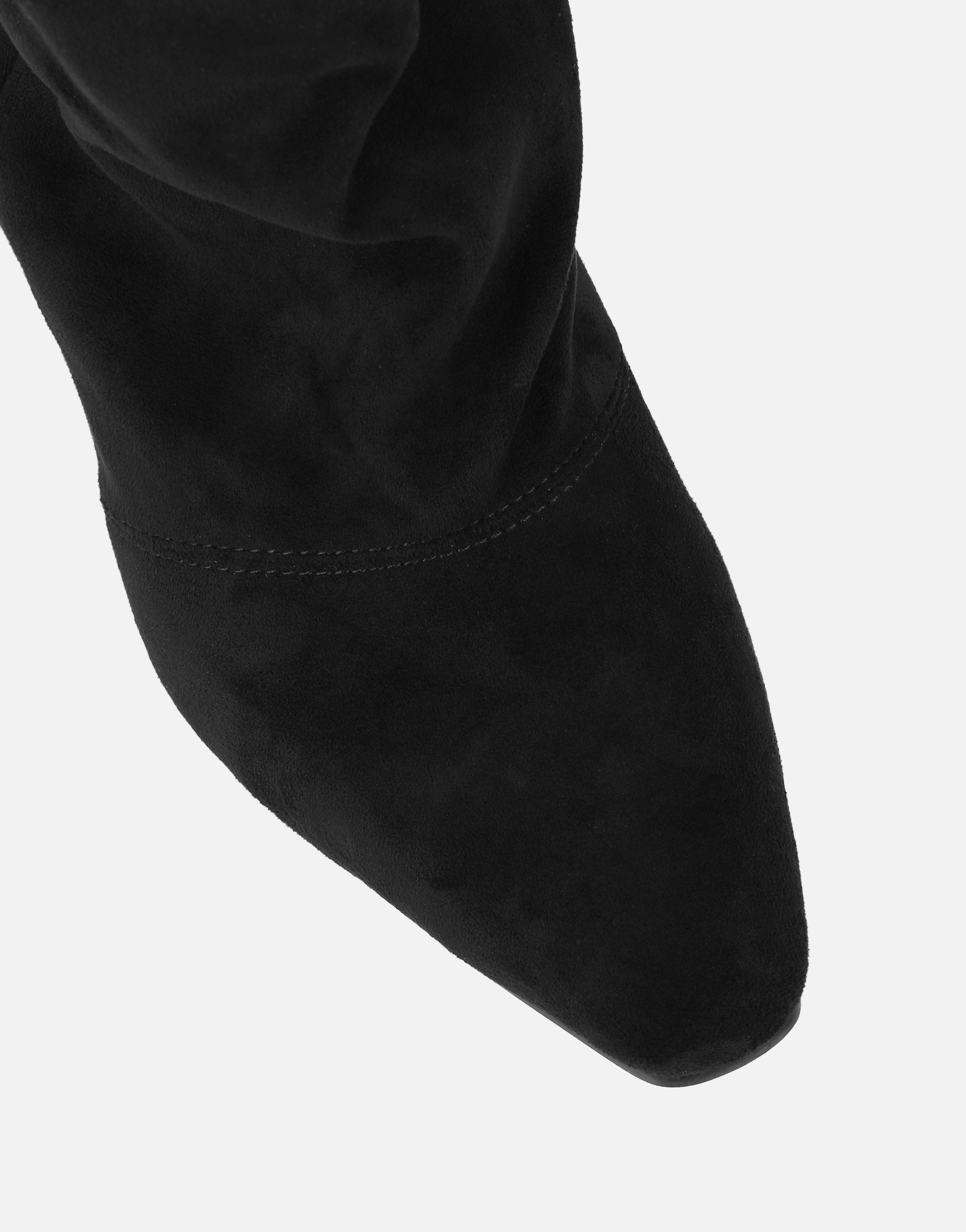 Reece Black Suedette Ruched Boots | SIMMI London