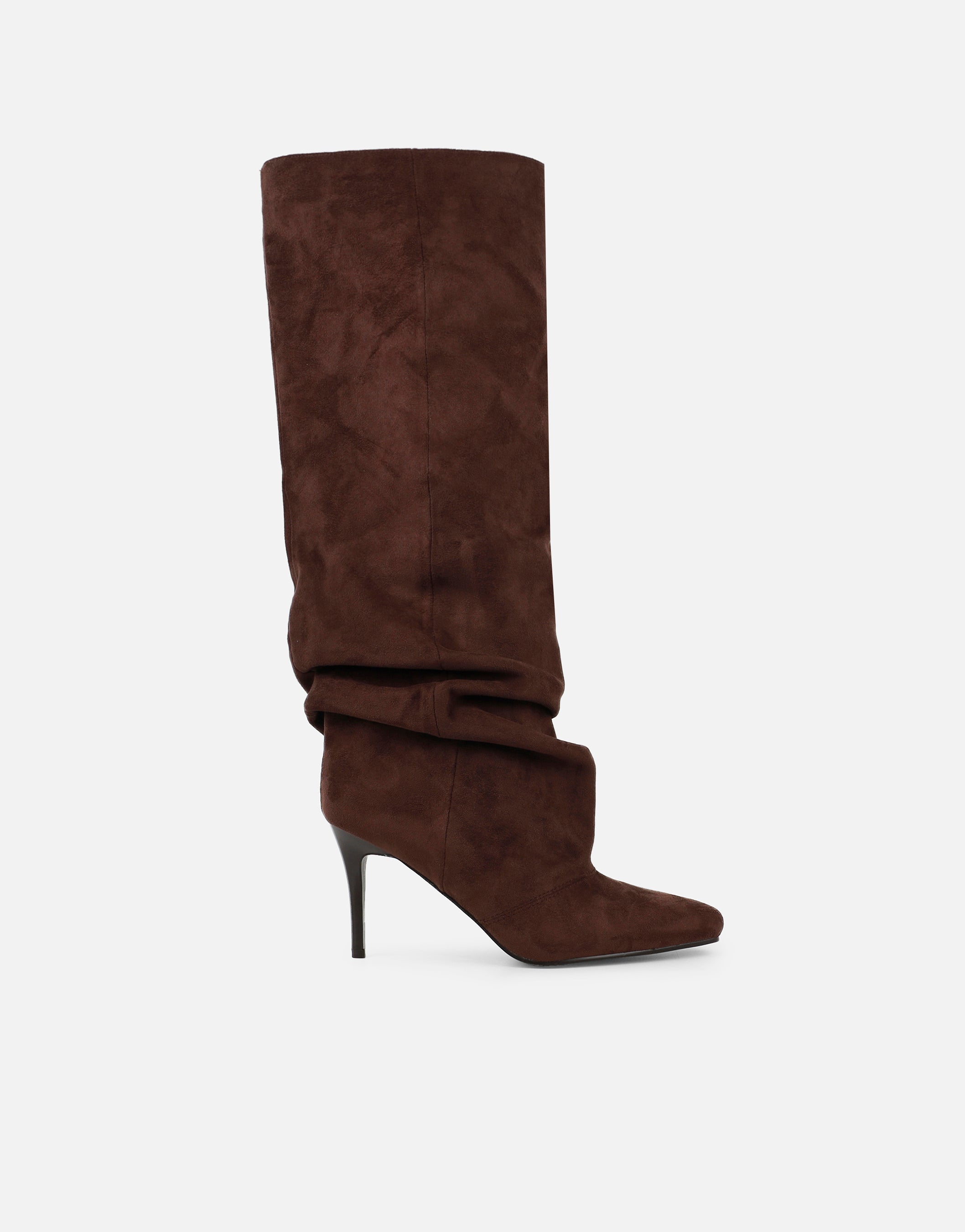 Reece Brown Suedette Ruched Boots | SIMMI London