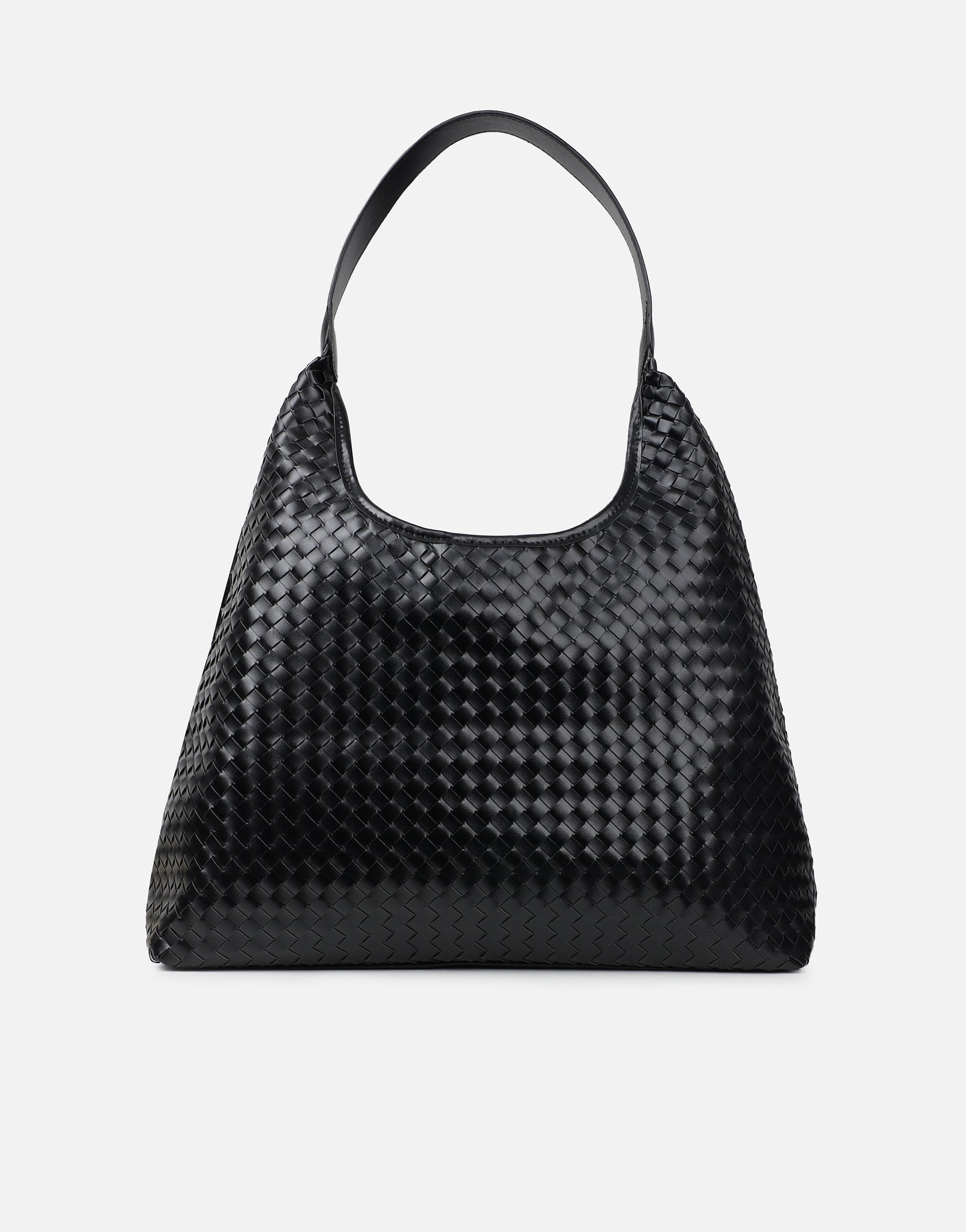 Caria Black Woven Shoulder Bag | SIMMI London