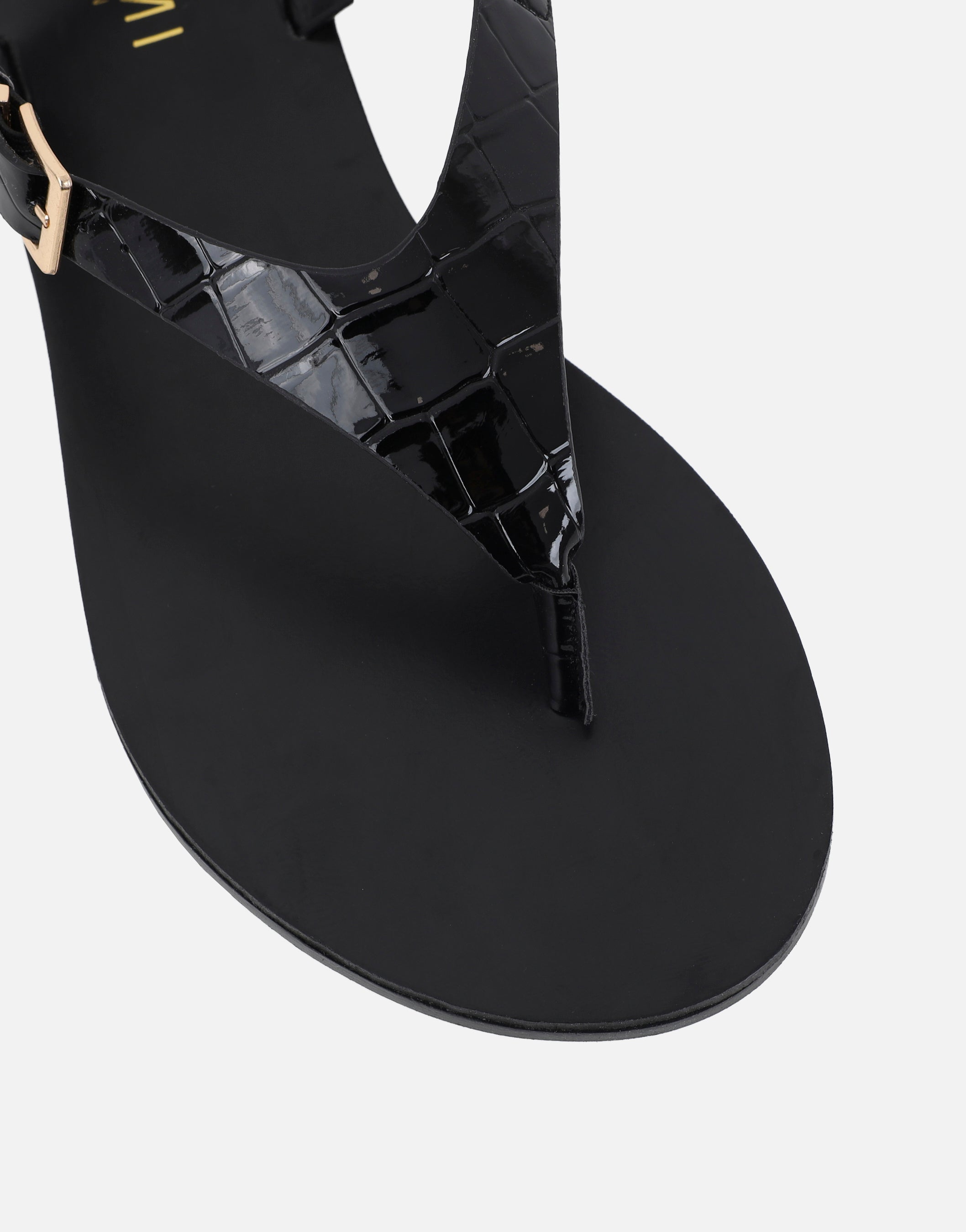 Carla Black Toe Thong Flat Sandals | SIMMI London