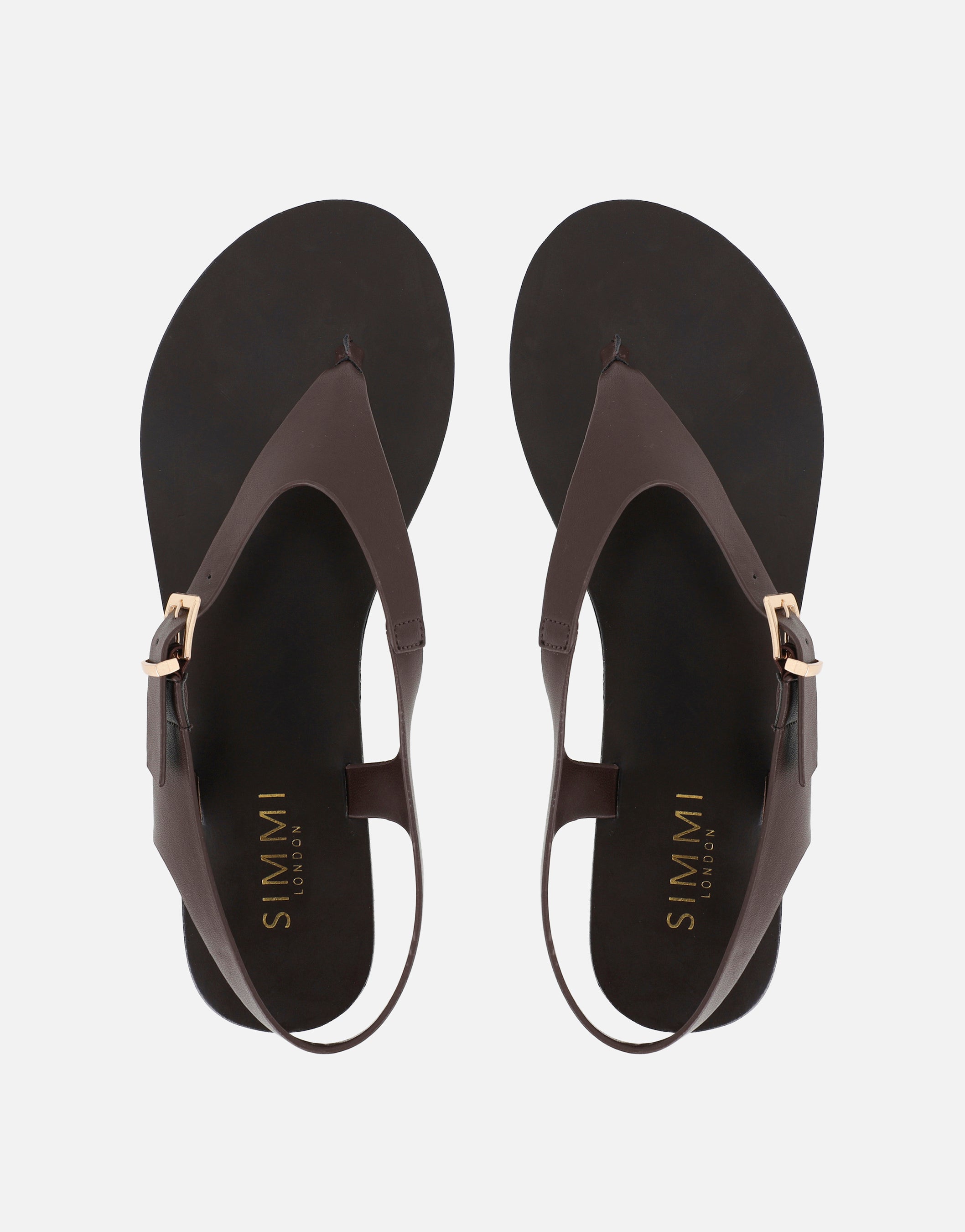Carla Brown Toe Thong Flat Sandals | SIMMI London