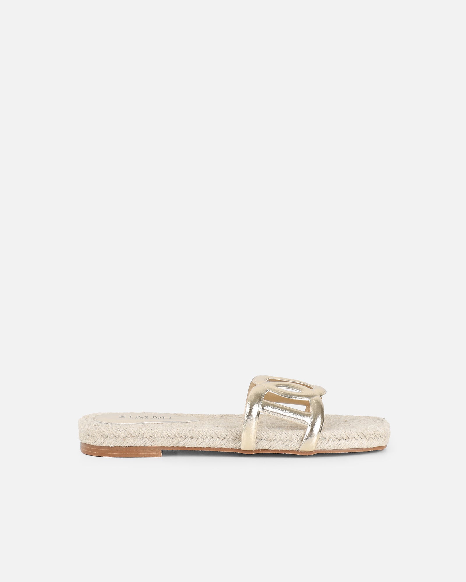 Carlos Gold Mirror Woven Flat Sandals | SIMMI London