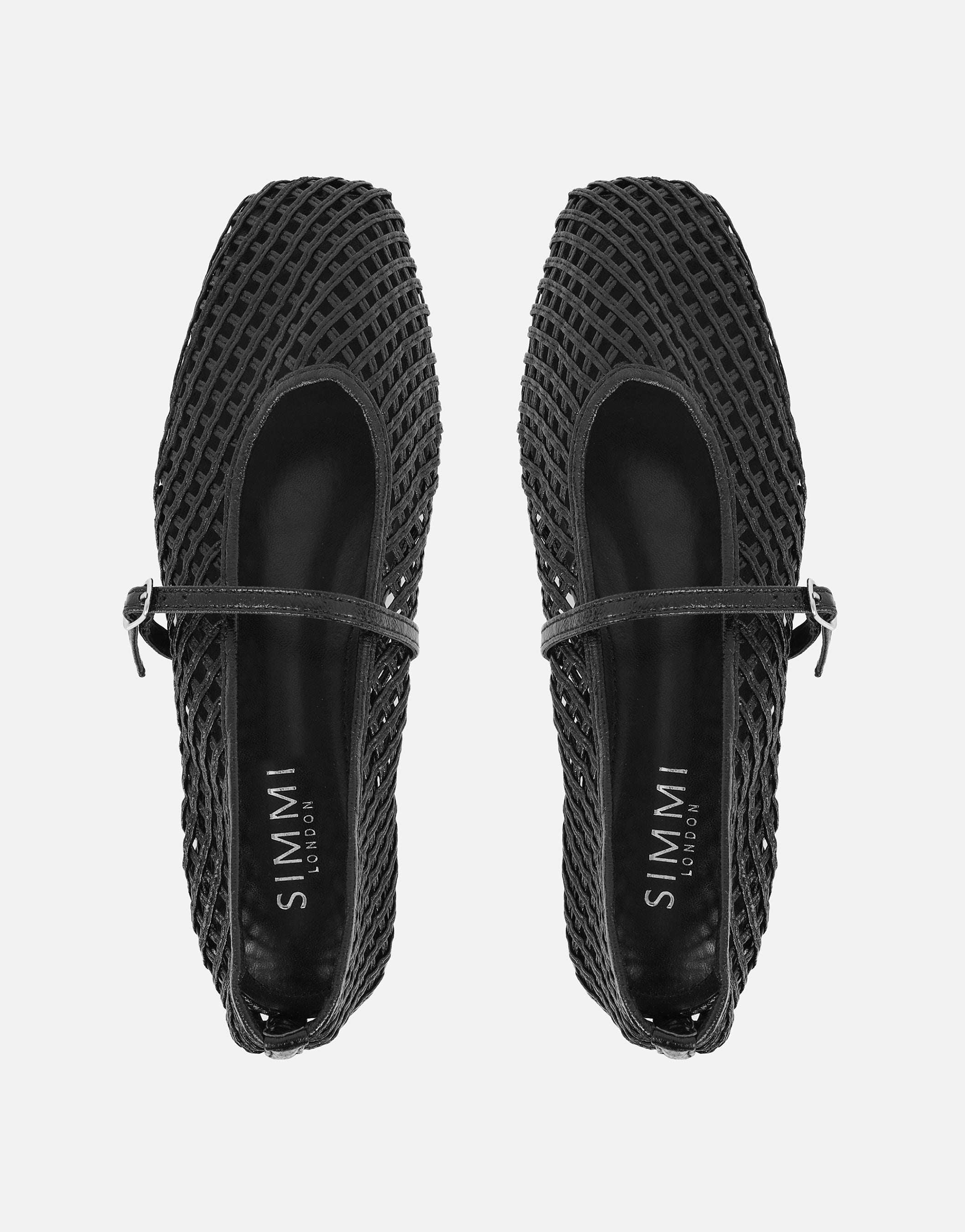 Cecilia Black Woven Mesh Ballet Flats | SIMMI London
