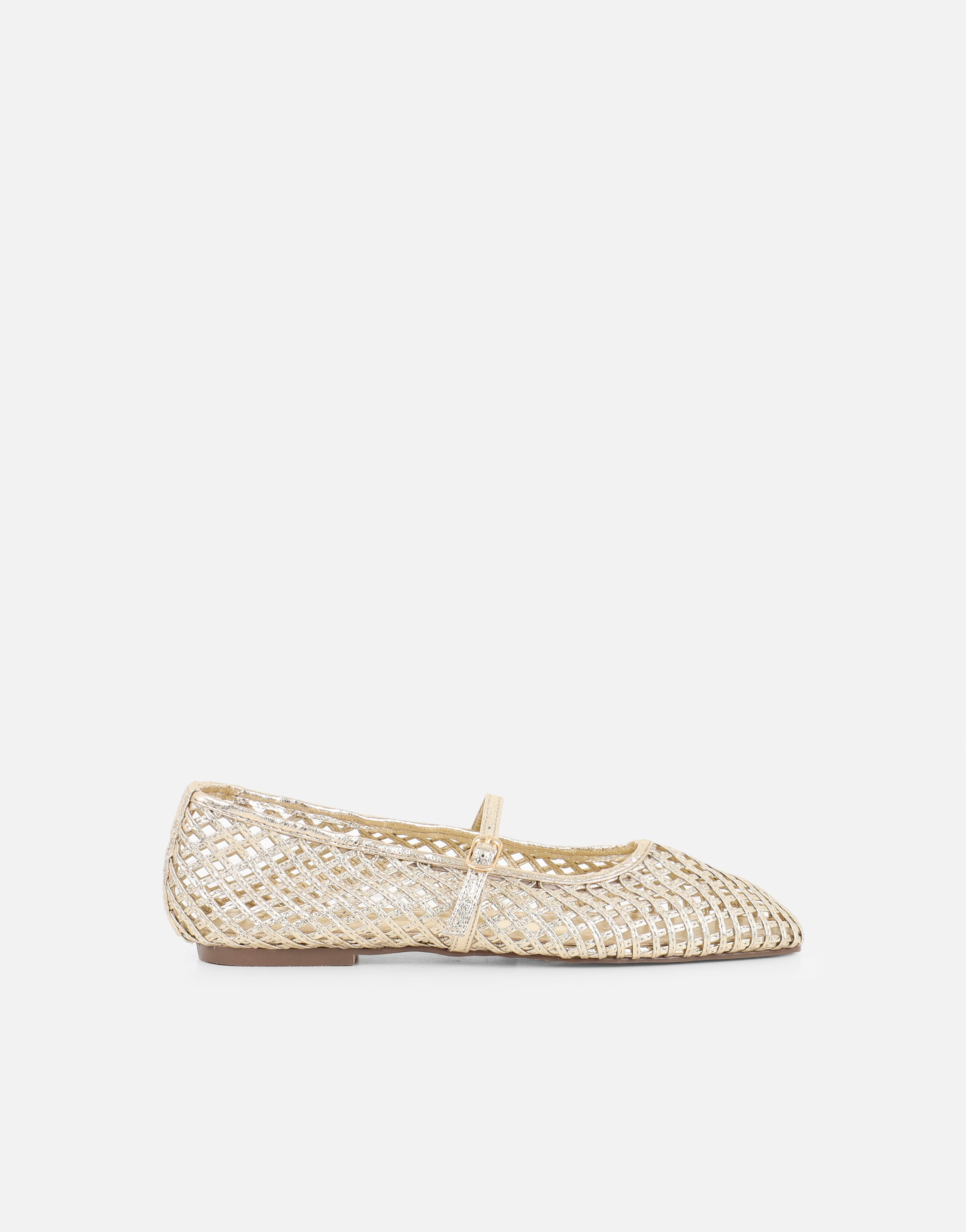 Cecilia Gold Metallic Woven Mesh Ballet Flats | SIMMI London