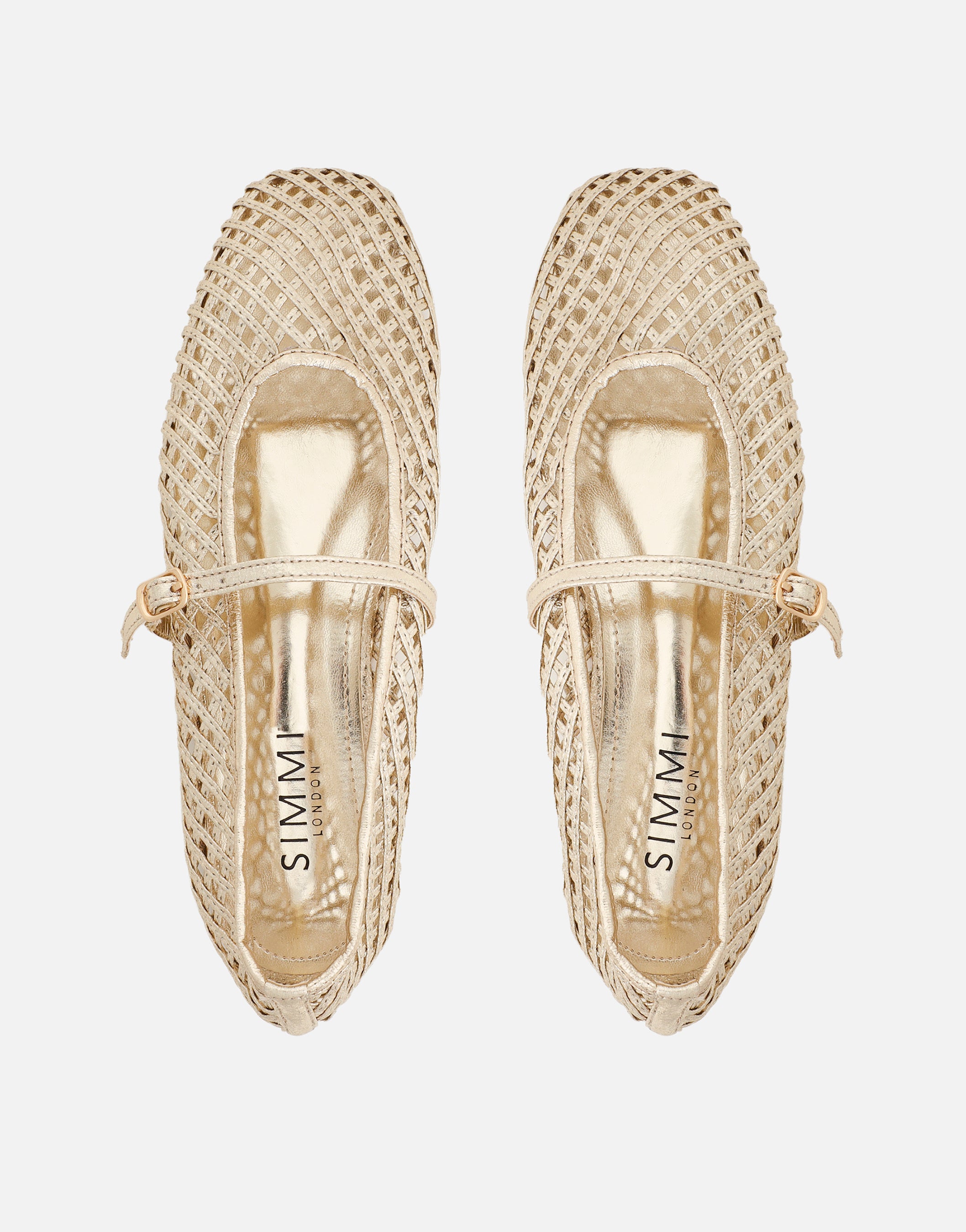 Cecilia Gold Metallic Woven Mesh Ballet Flats | SIMMI London