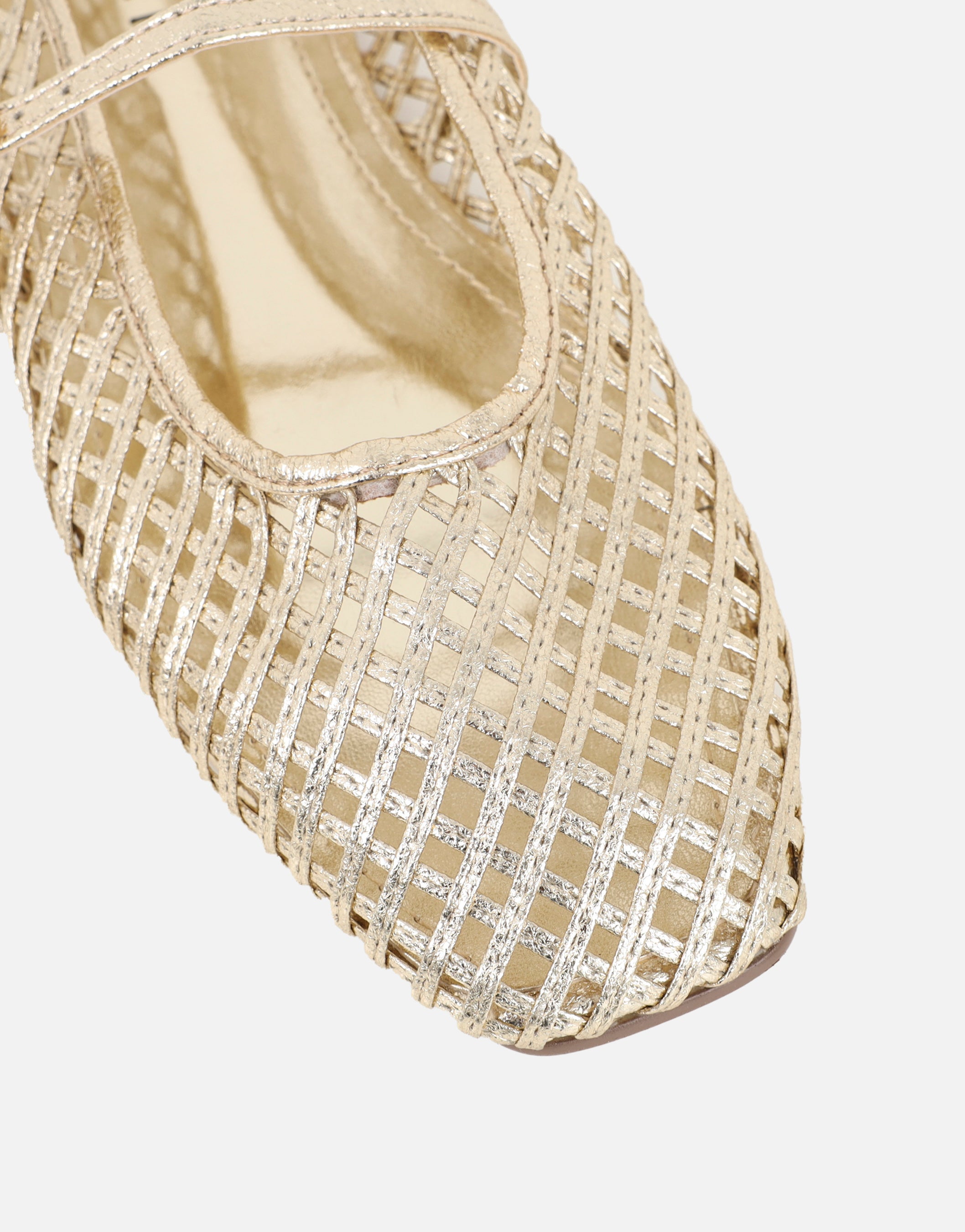Cecilia Gold Metallic Woven Mesh Ballet Flats | SIMMI London