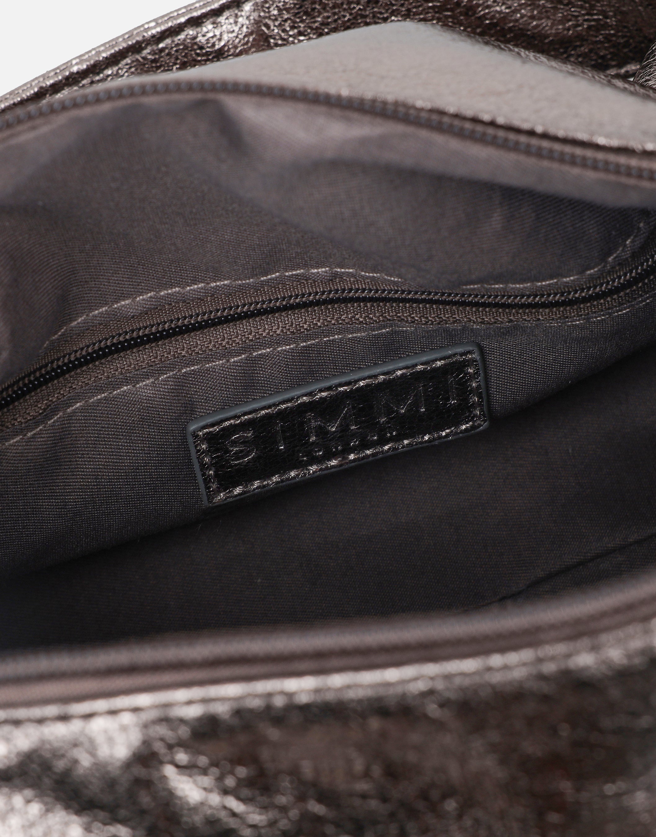 Ceyda Pewter Metallic Barrel Utility Shoulder Bag | SIMMI London