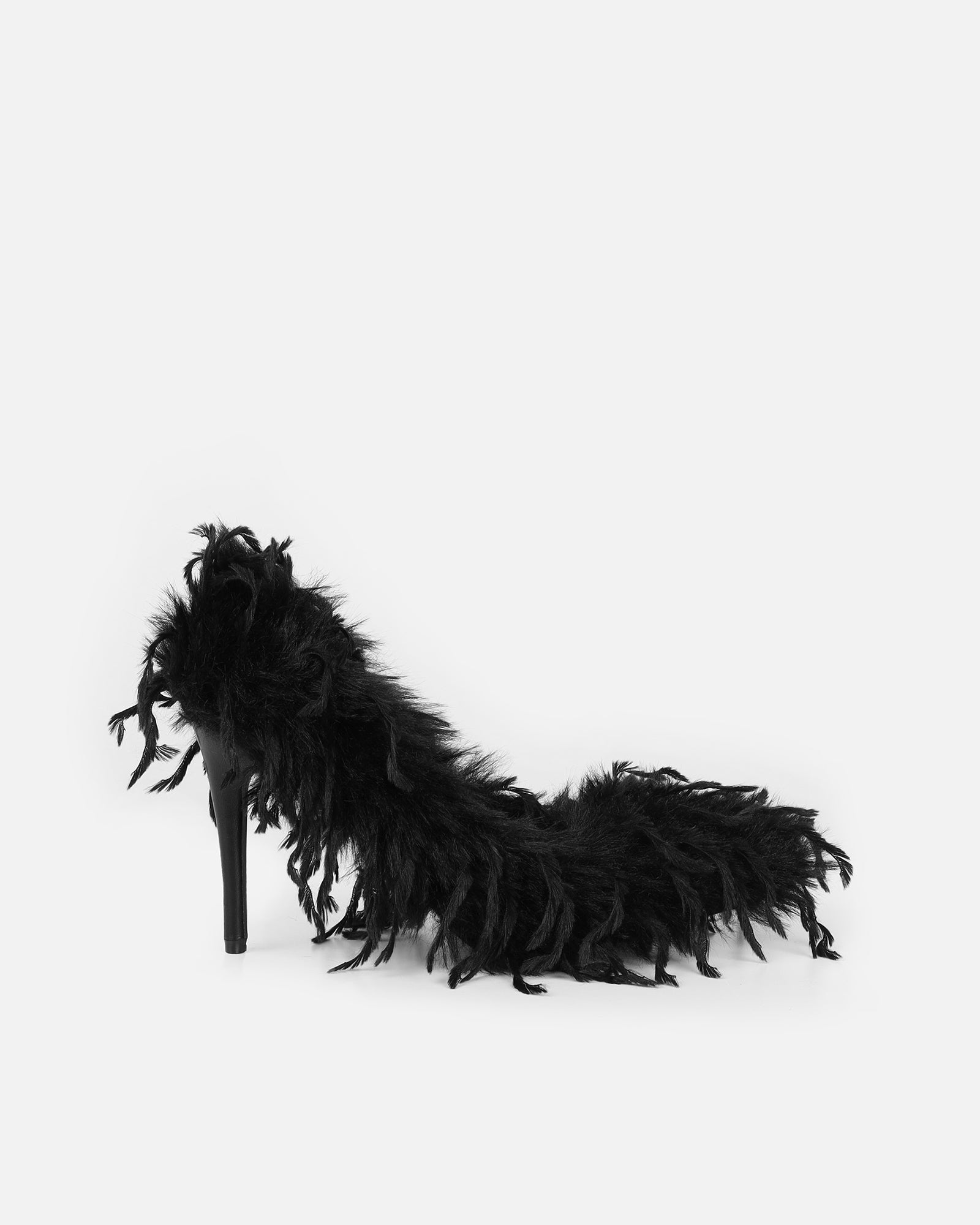 Charlee Black Faux Feathered Court Shoes | SIMMI London