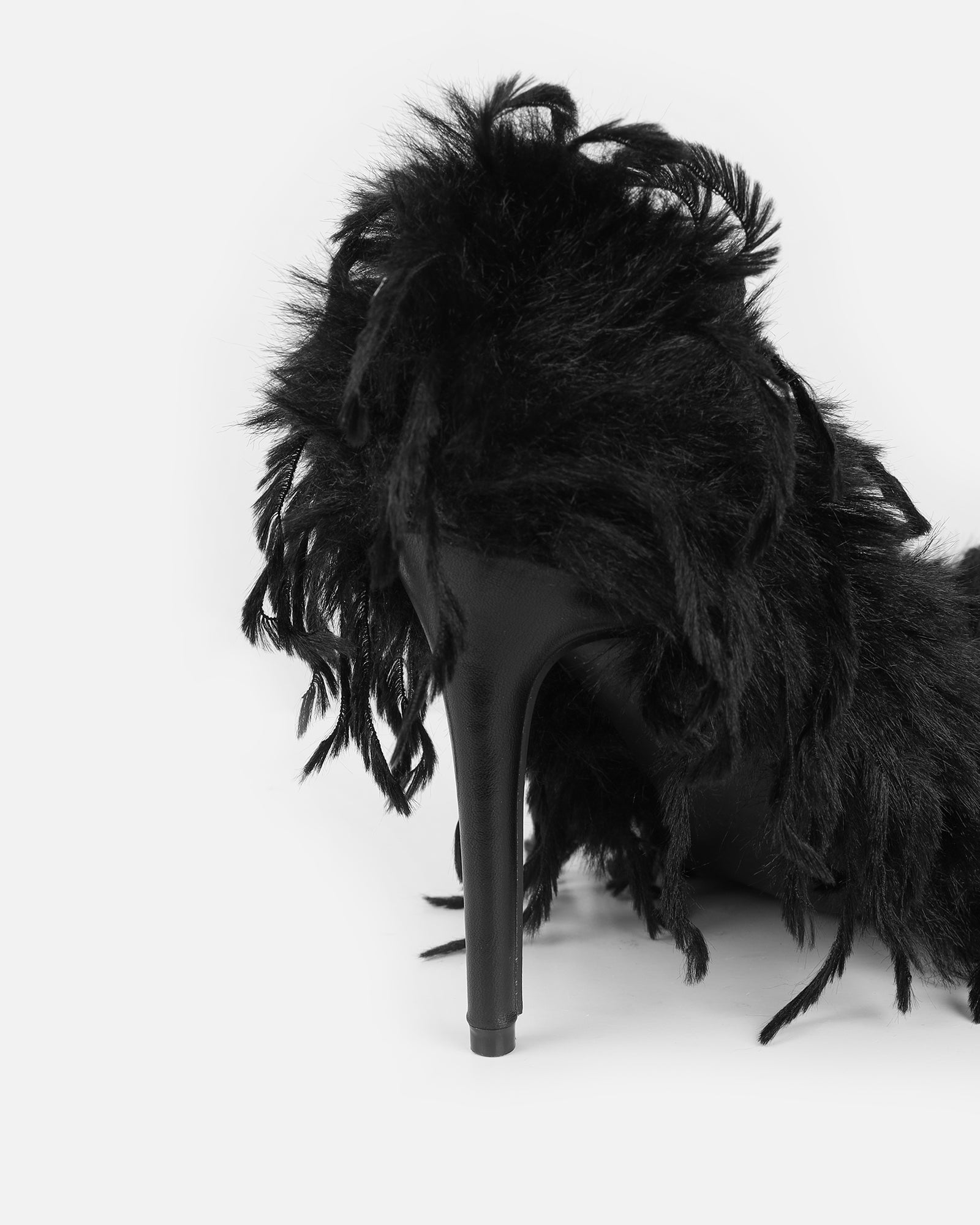 Charlee Black Faux Feathered Court Shoes | SIMMI London