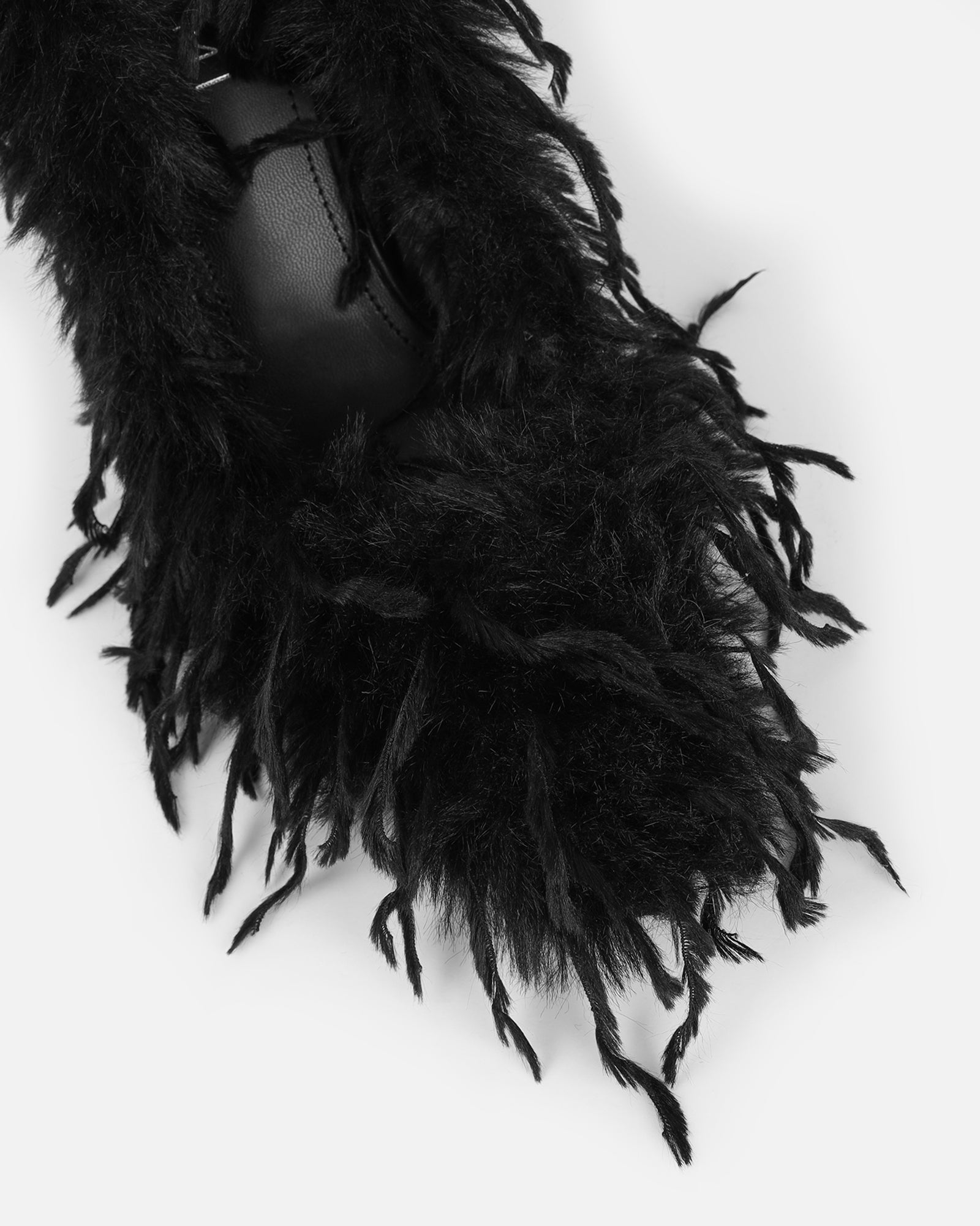 Charlee Black Faux Feathered Court Shoes | SIMMI London