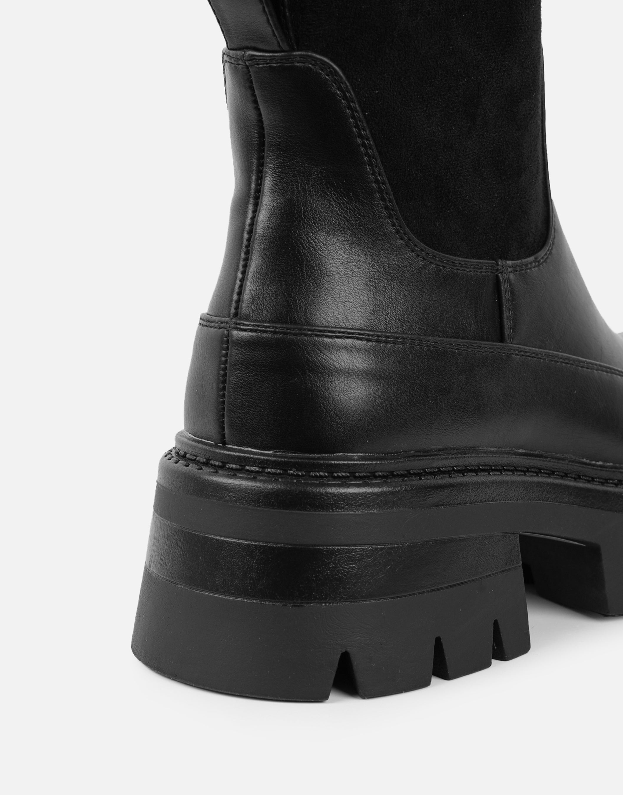Chorley Black Microfibre Stretch Chunky Boots | SIMMI London