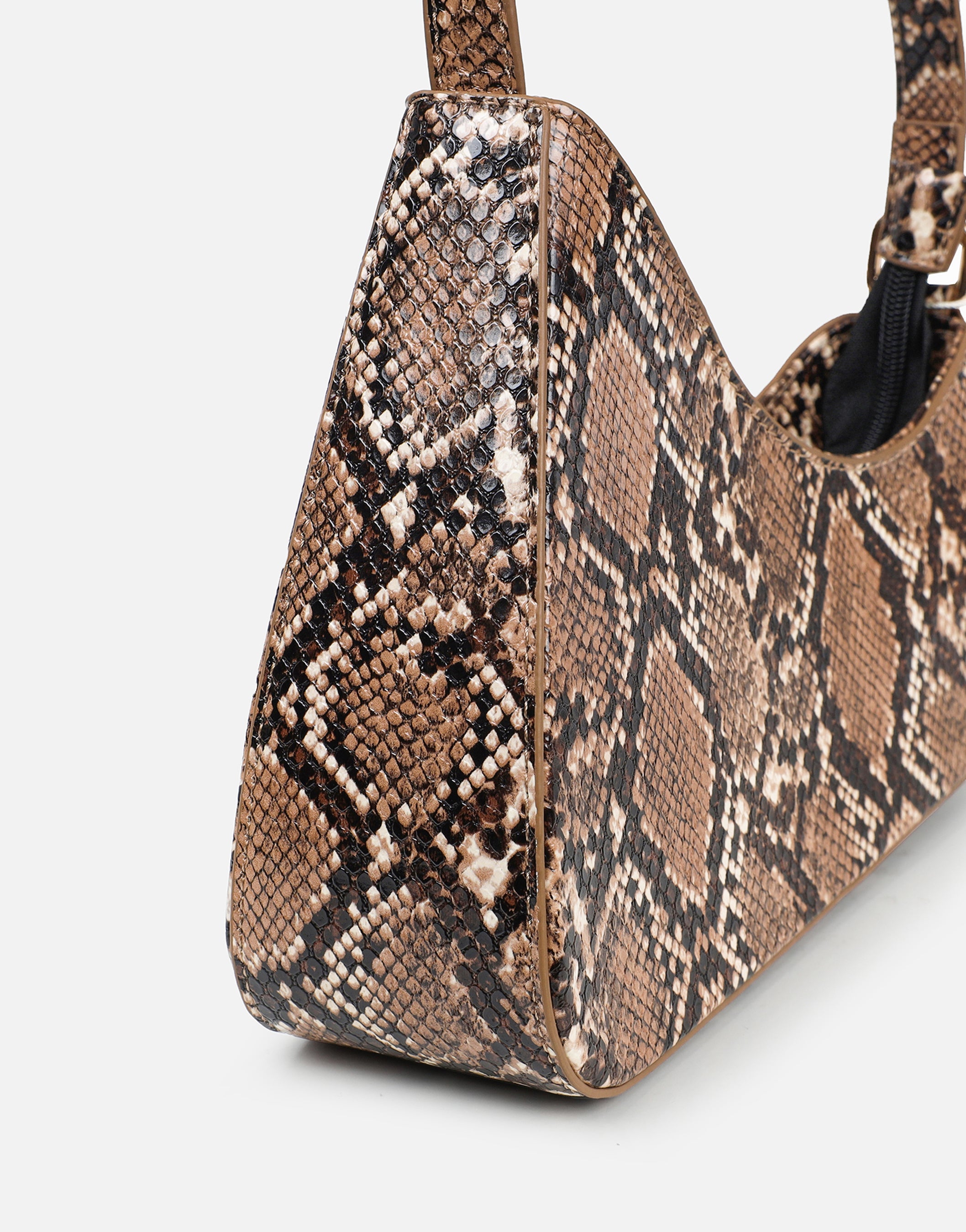Cinzia Beige Snake Effect Shoulder Bag | SIMMI London