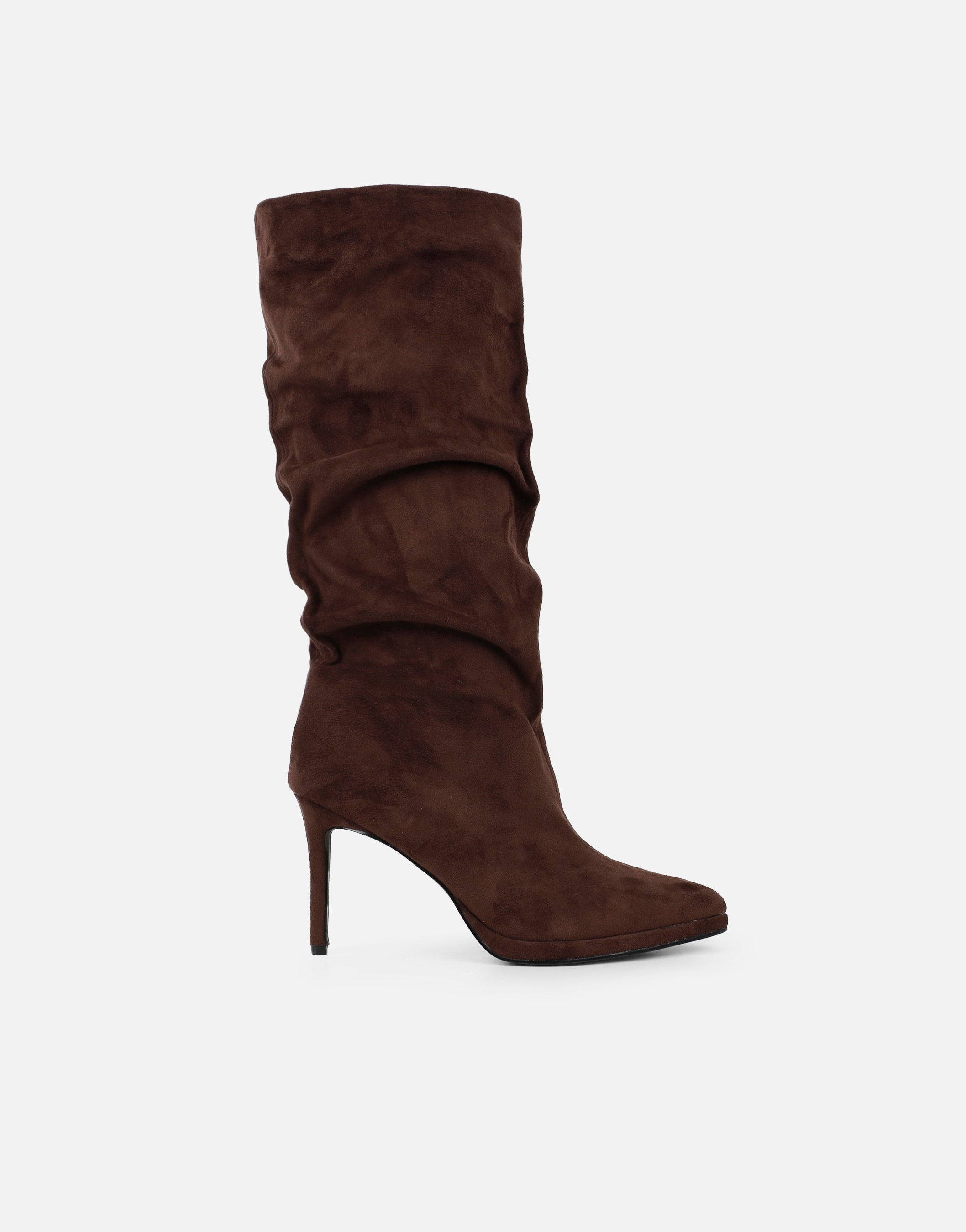 Clarke Brown Suedette Ruched Boots | SIMMI London