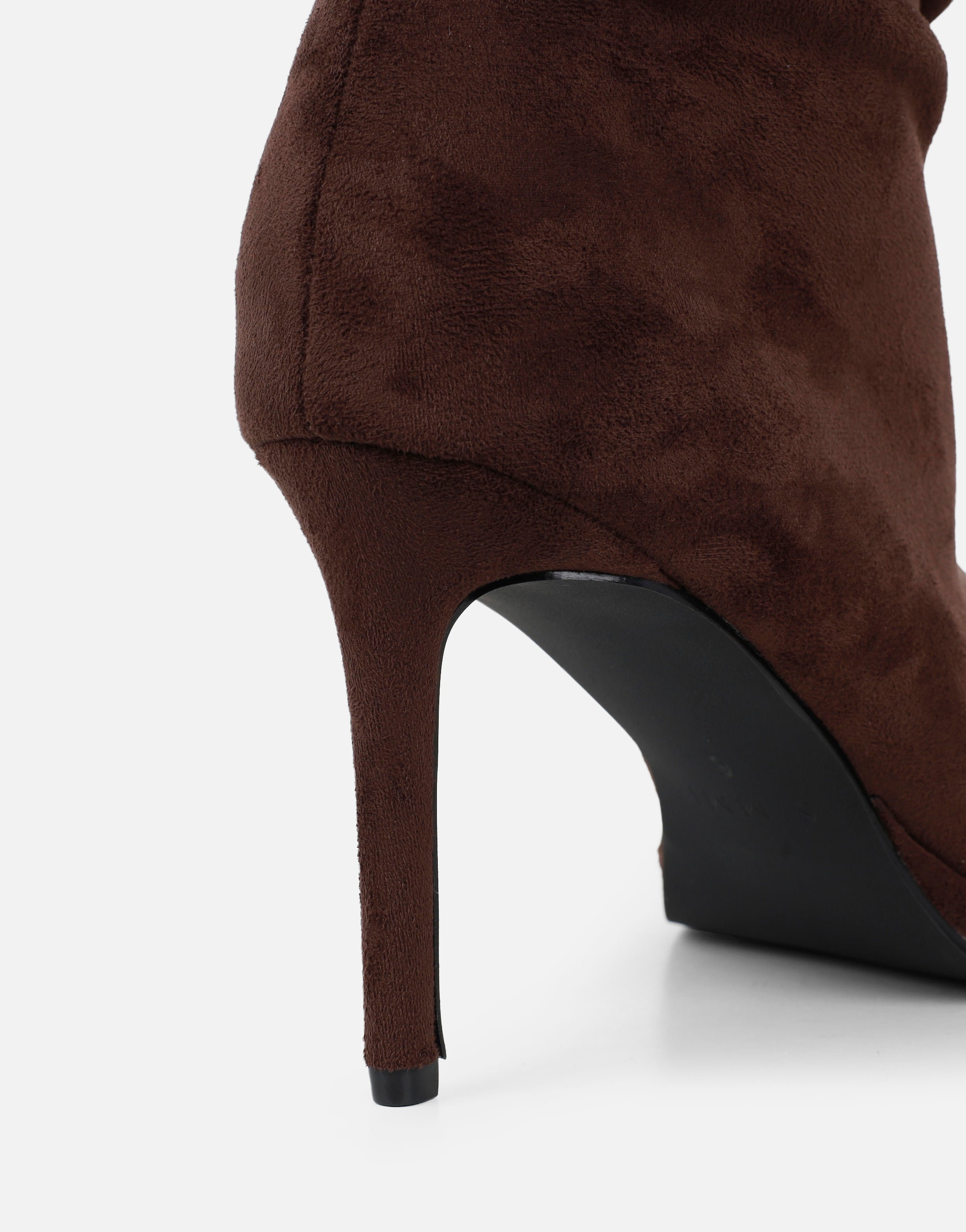 Clarke Brown Suedette Ruched Boots | SIMMI London