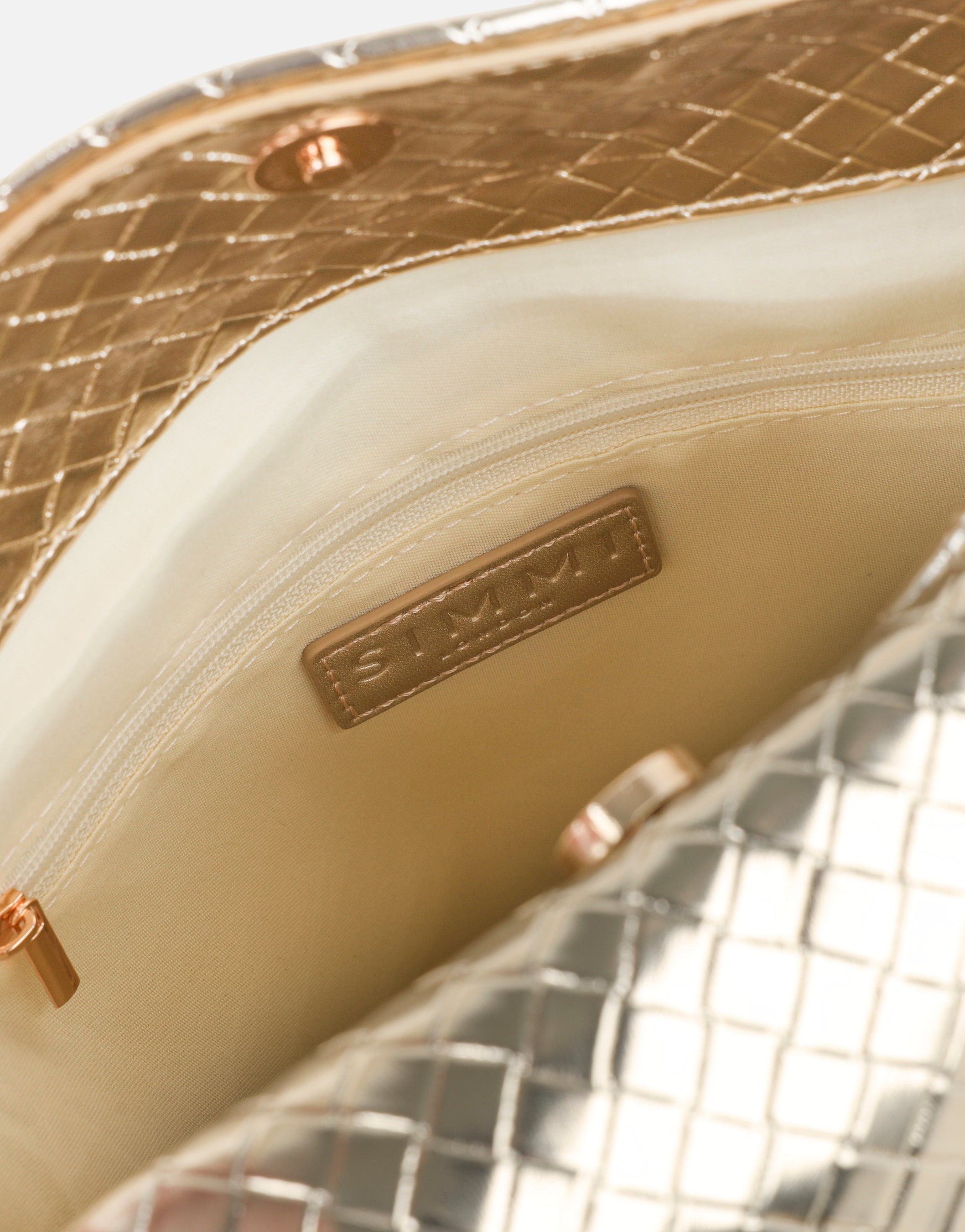 Clementine Gold Woven Shoulder Bag | SIMMI London