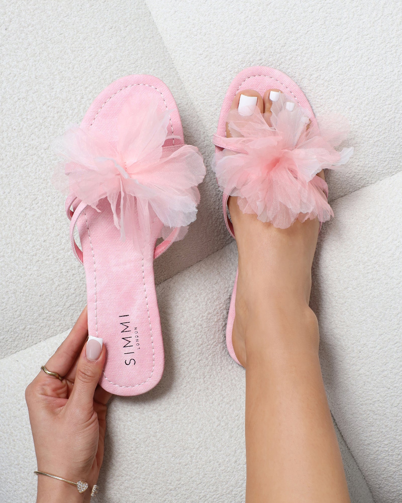 Shole Pink Wash Flat Sandals | SIMMI London
