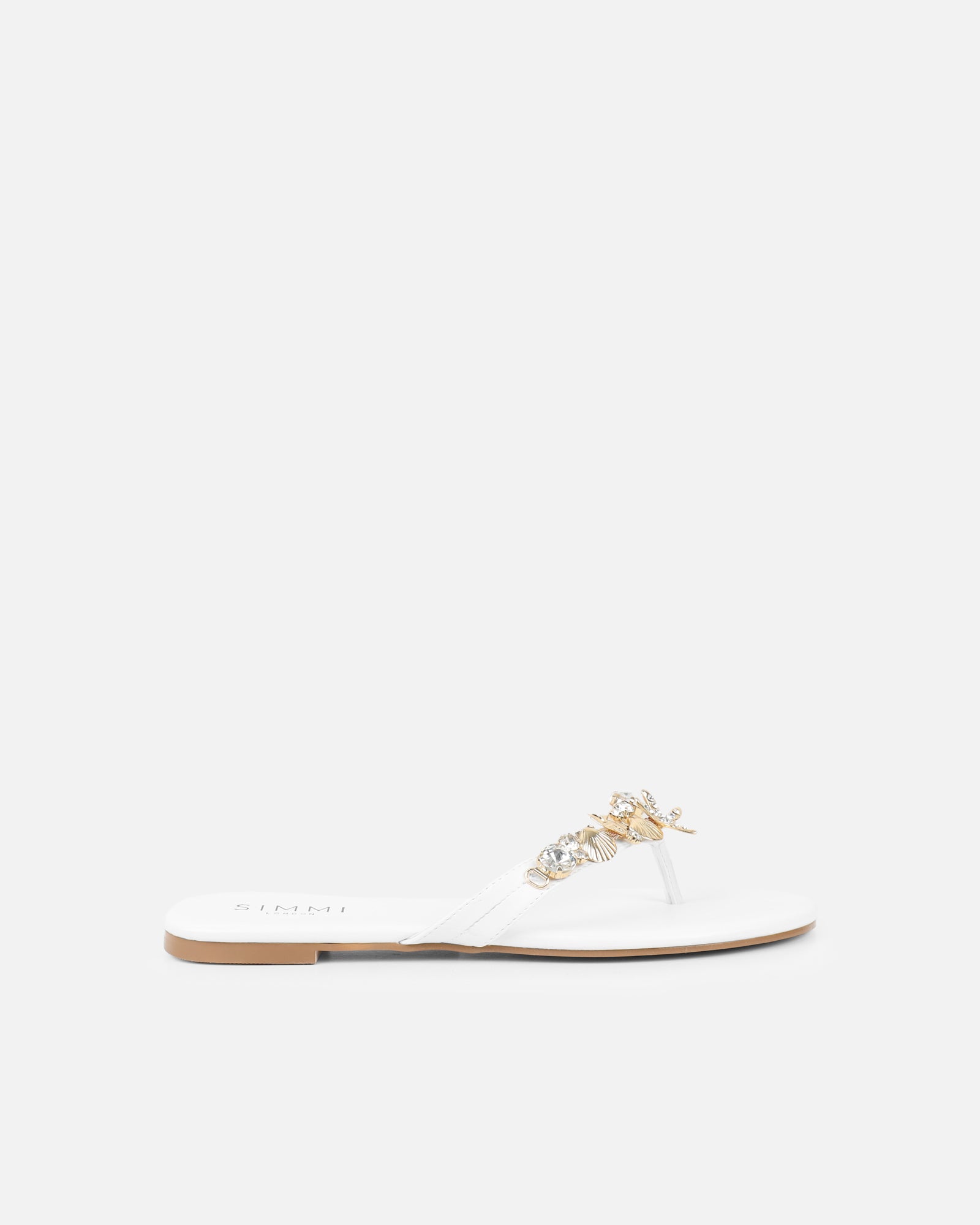 Sandy White Shell Detail Flats | SIMMI London