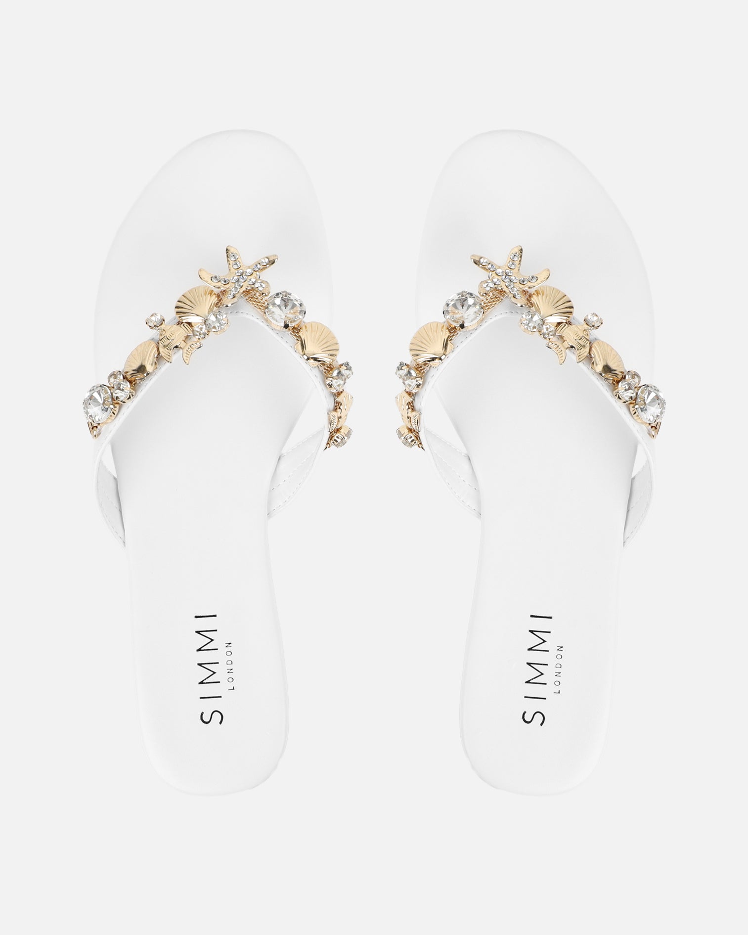 Sandy White Shell Detail Flats | SIMMI London
