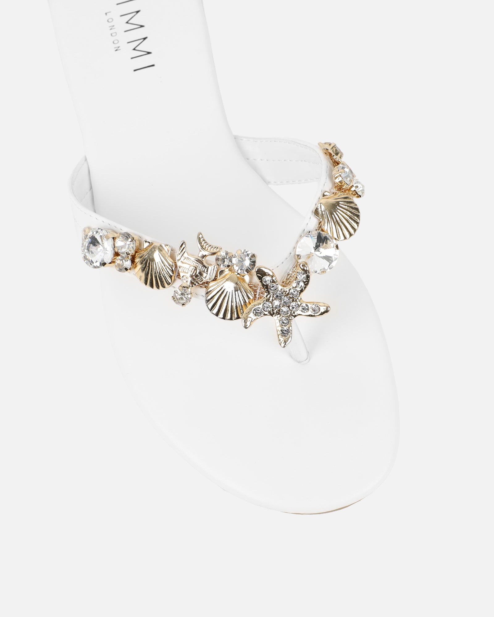 Sandy White Shell Detail Flats | SIMMI London