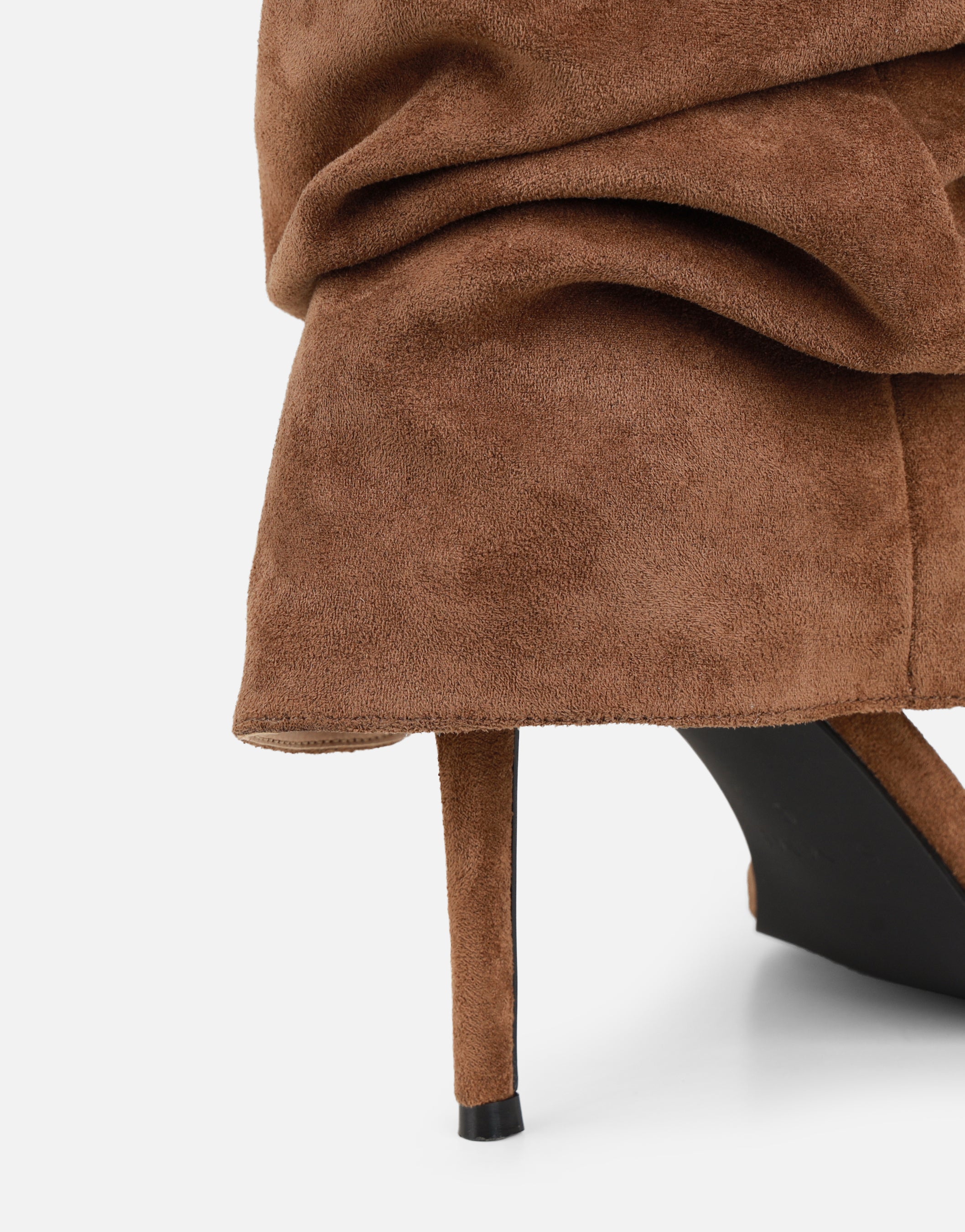 Conon Biege Suedette Ruched Knee High Boots | SIMMI London
