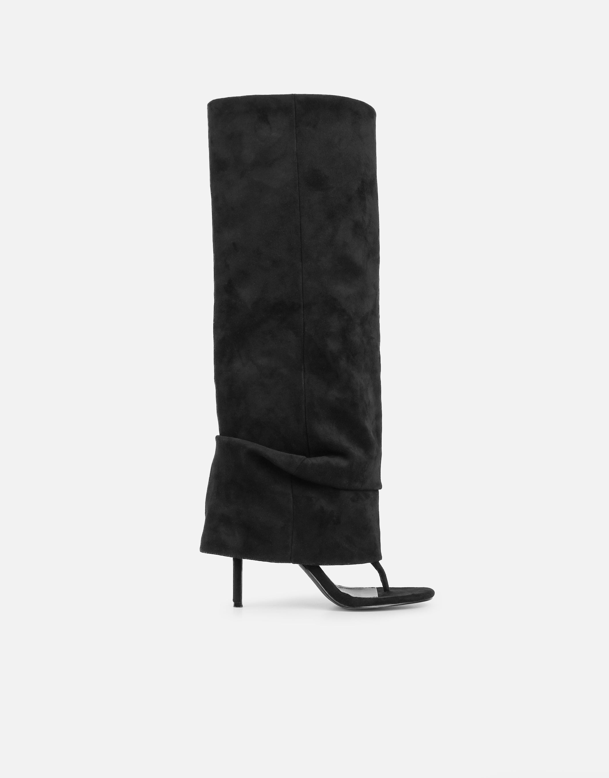 Conon Black Suedette Ruched Knee High Boots | SIMMI London