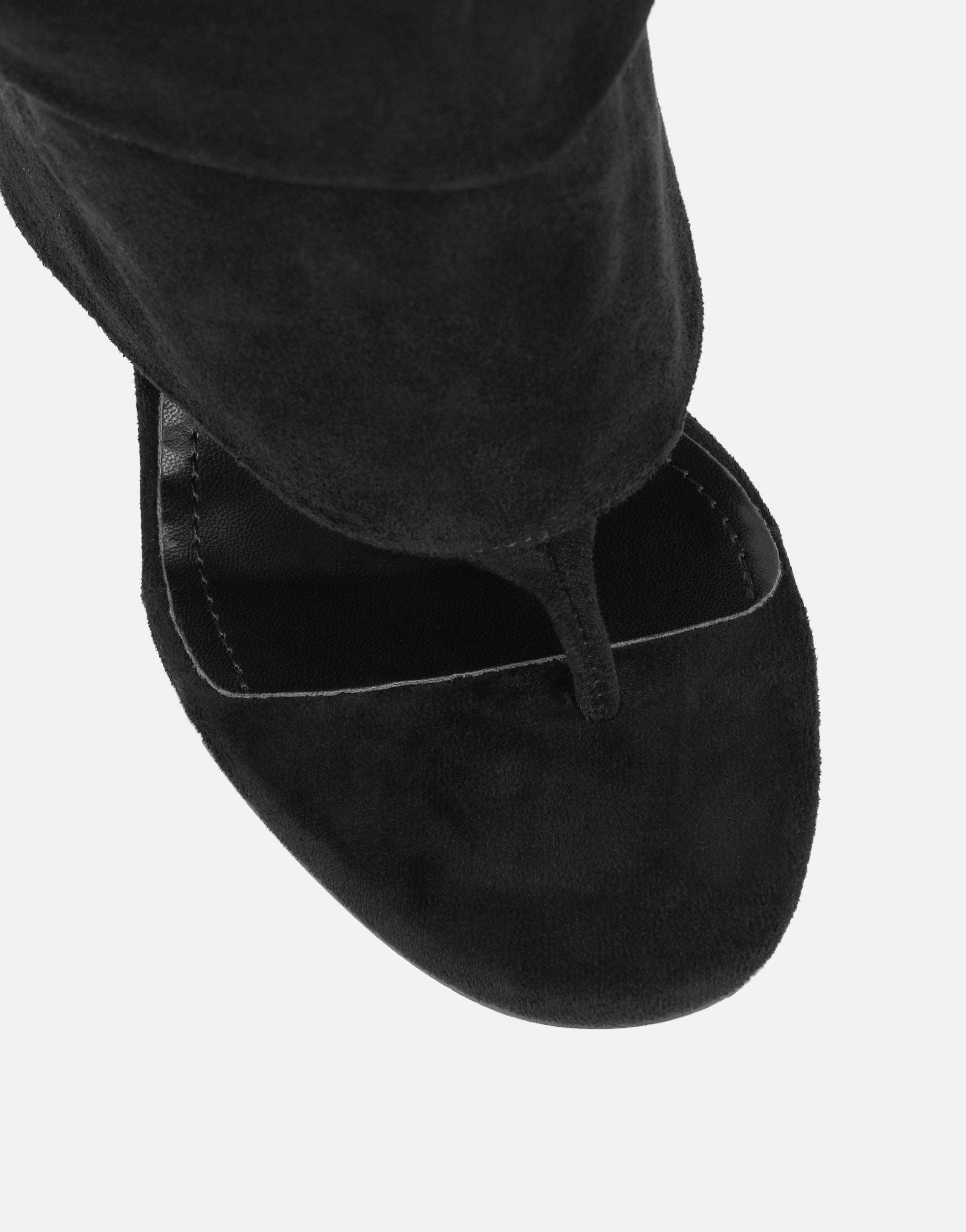Conon Black Suedette Ruched Knee High Boots | SIMMI London