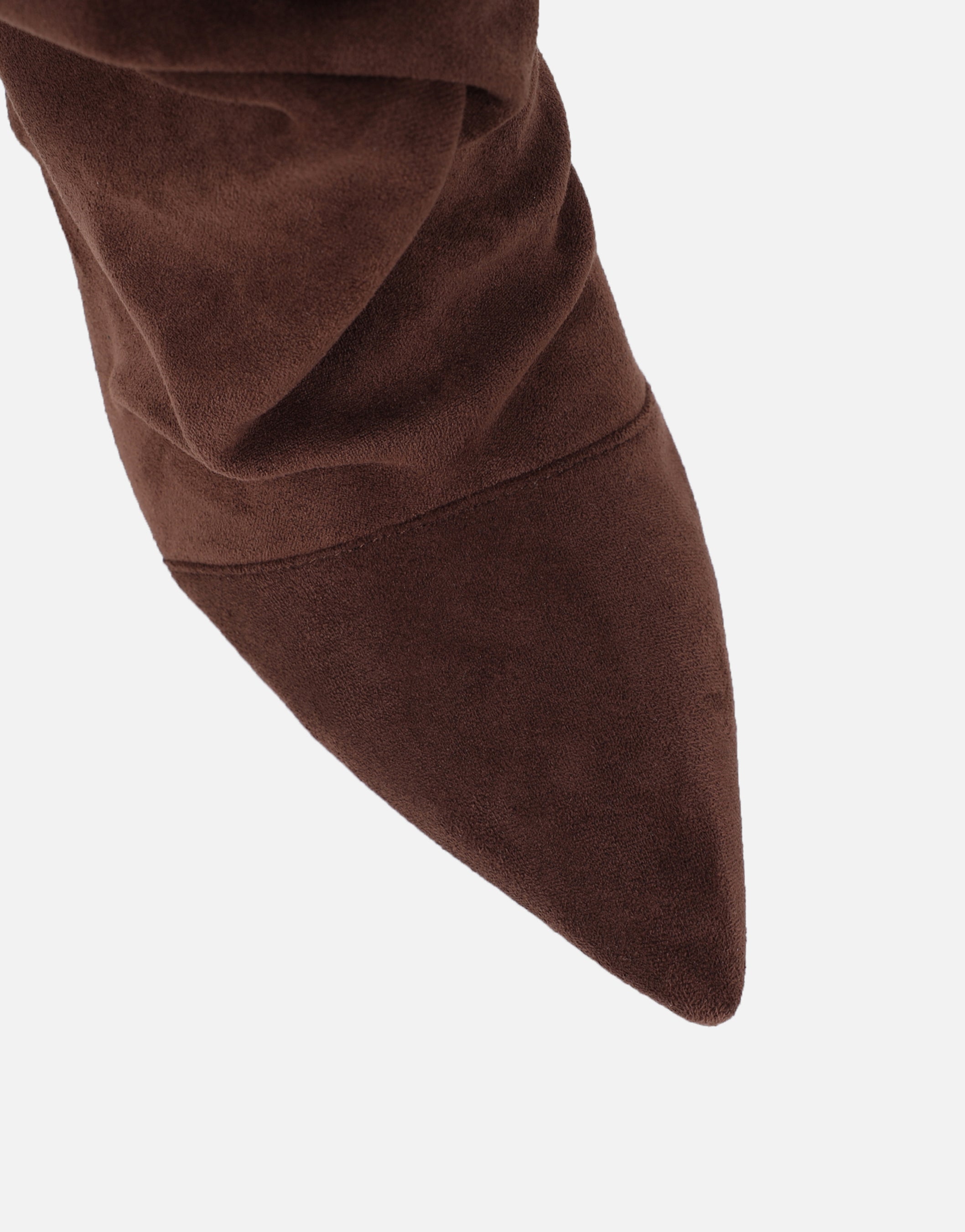 Cotton Brown Suede Ruched Heeled Boots | SIMMI London