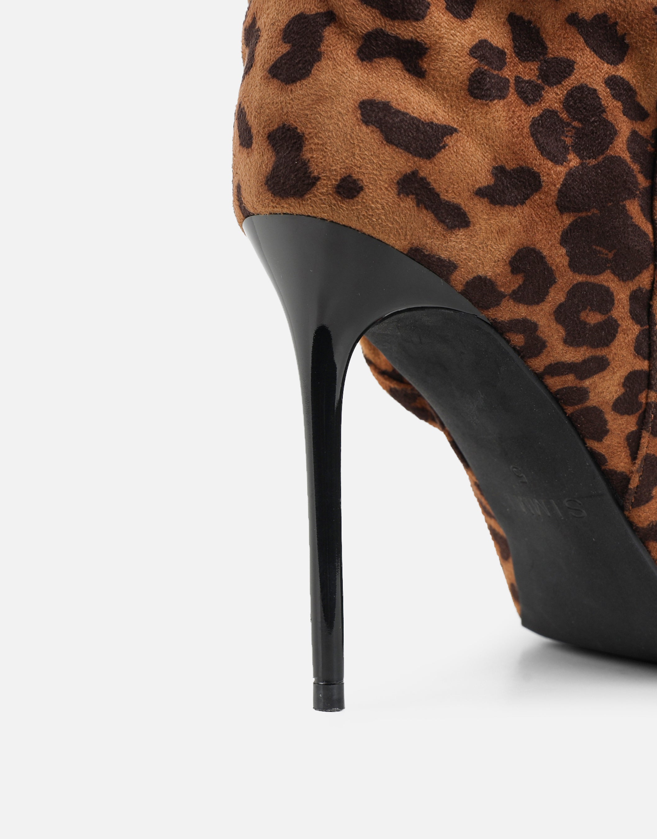 Cotton Leopard Suede Ruched Heeled Boots | SIMMI London