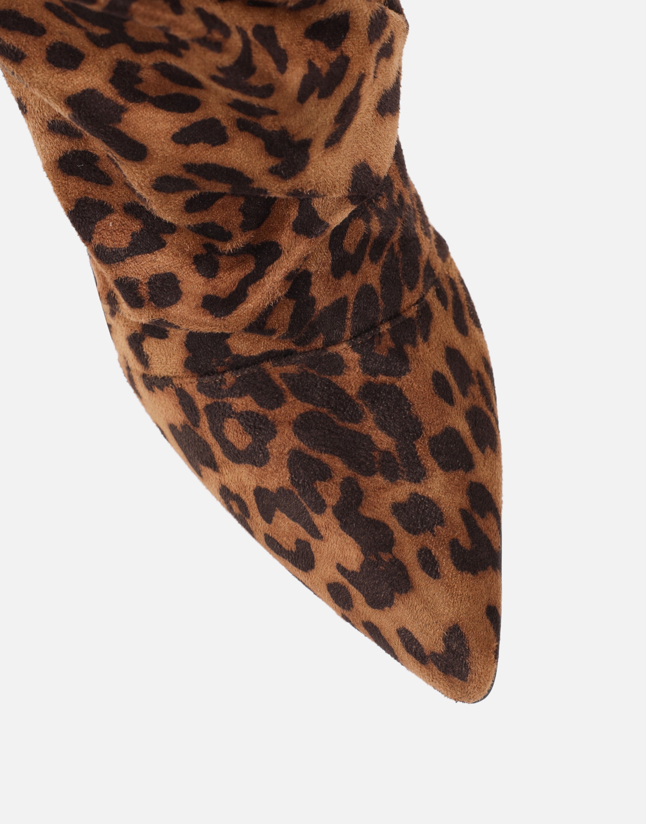 Cotton Leopard Suede Ruched Heeled Boots | SIMMI London