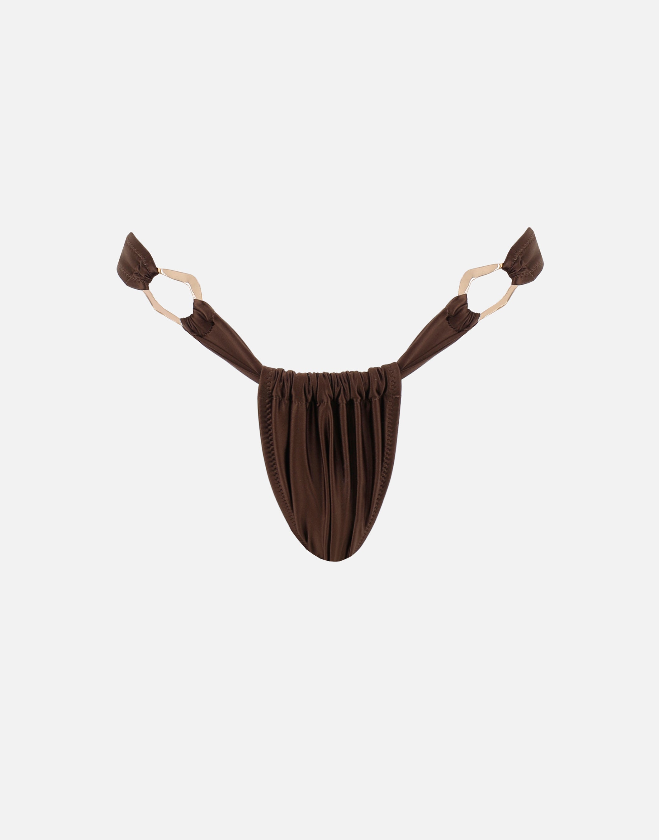 Caleta Bikini Bottoms with Gold Hardware Detail in brown | SIMMI London